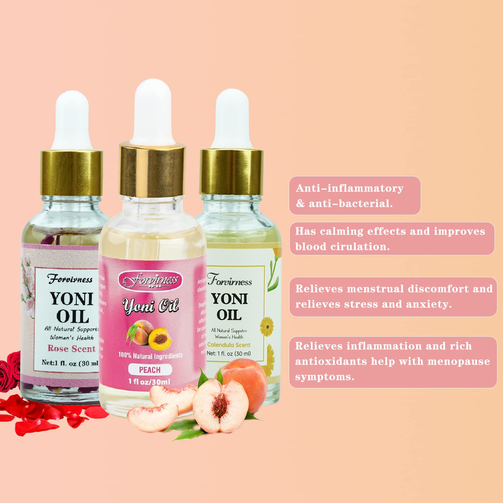 3 Packs Natural Yoni Oil Feminine Wash Ph Balanced for Women, Eliminates Vaginal Odor forvirness Au supplements