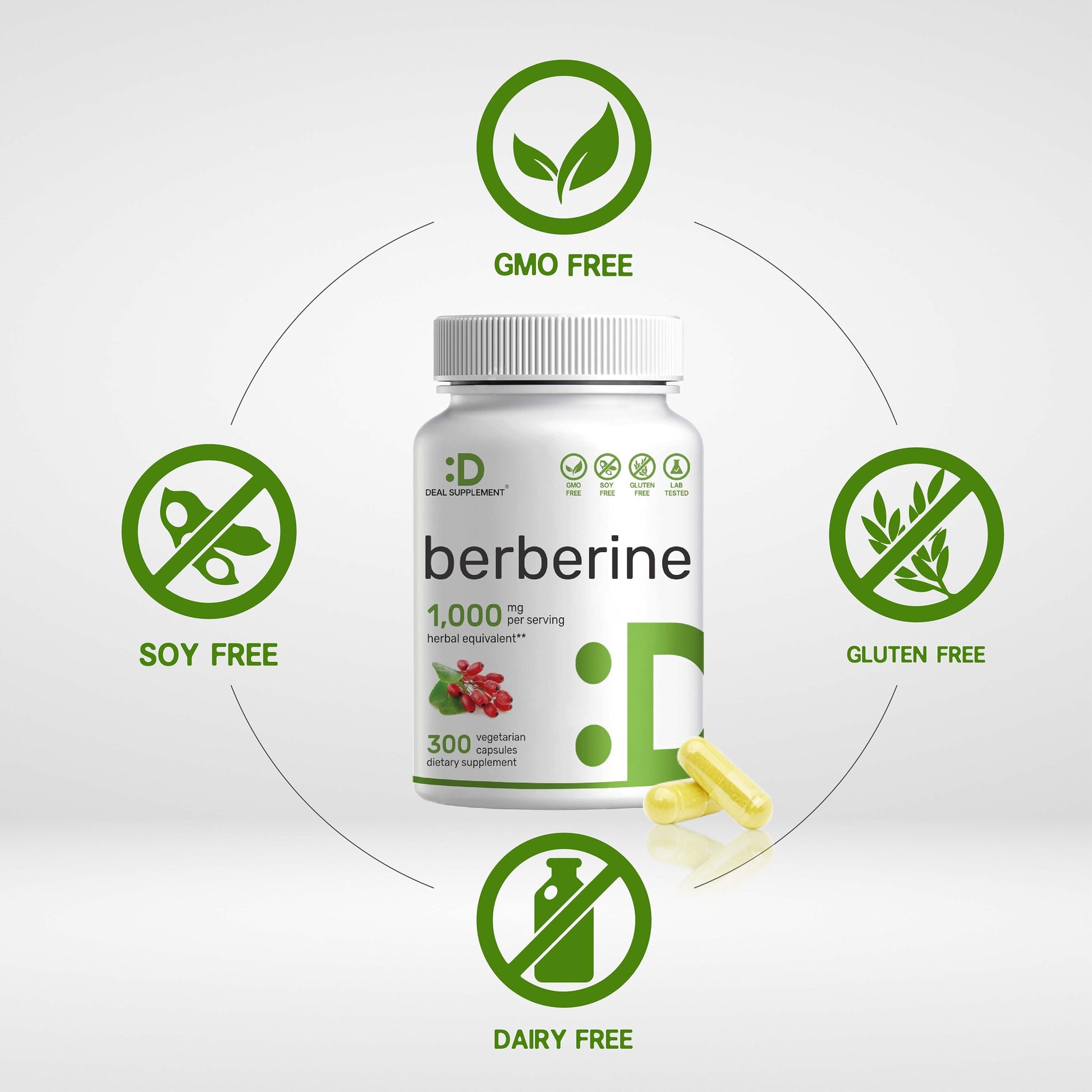 Berberine Supplement, 1,000mg Per Serving, 300 Veggie Capsules – 97% Pure Berberine DEAL SUPPLEMENT Au supplements