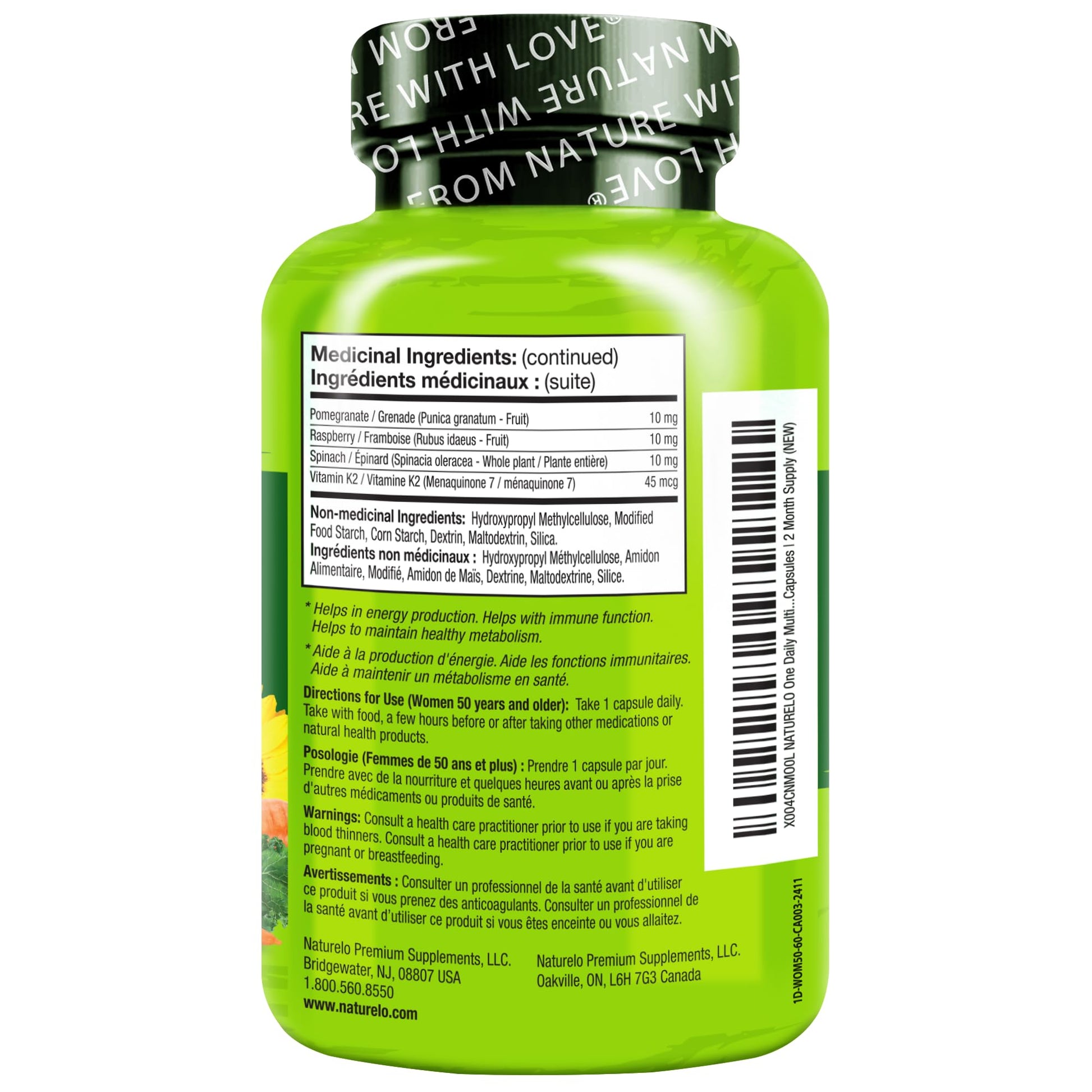NATURELO One Daily Multivitamin for Women 50+ (Iron Free) - Menopause Support for Women Over 50 NATURELO Au supplements