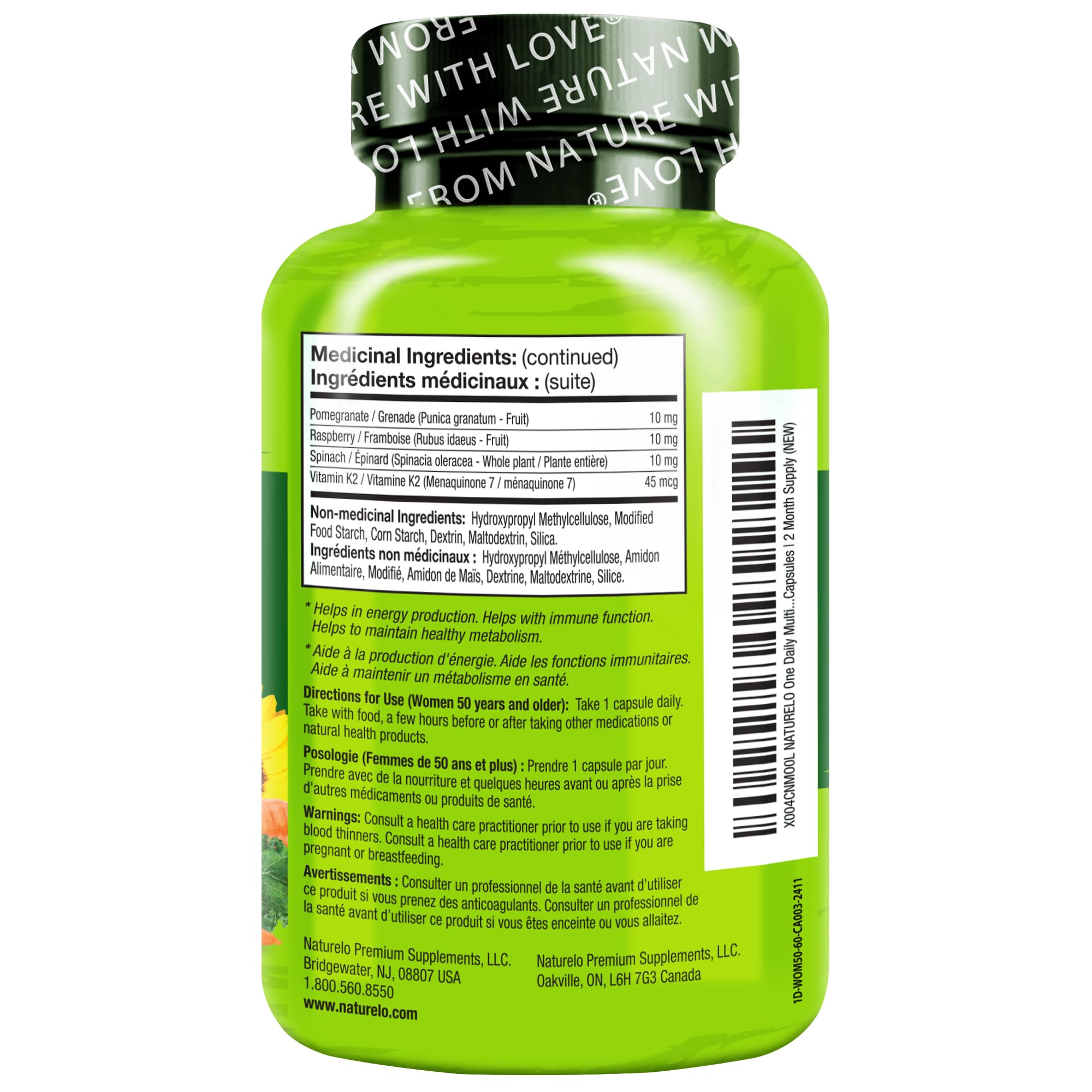 NATURELO One Daily Multivitamin for Women 50+ (Iron Free) - Menopause Support for Women Over 50 NATURELO Au supplements
