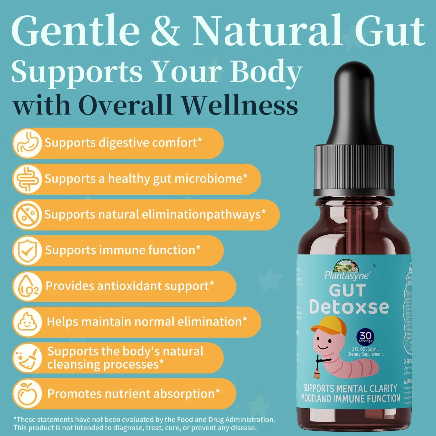Plantasyne Herbal Gut Cleanse Drops with Black Walnut Hull & Barberry Root | Gentle Liquid Detox for Gut & Colon Support | for Adults & Kids|30 Servings Plantasyne Au supplements