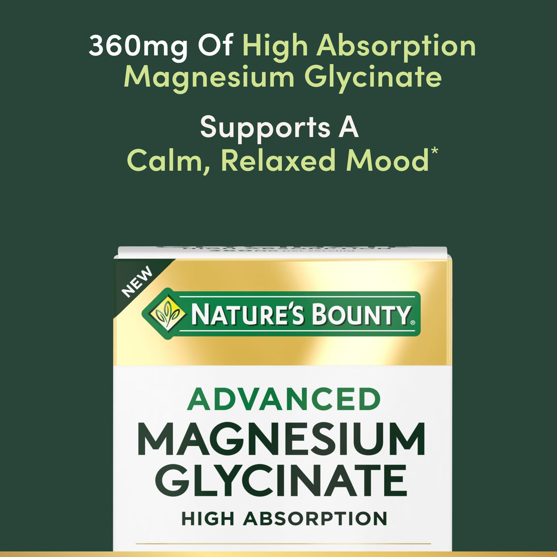 Nature's Bounty Calm Magnesium Glycinate Supplement - High Absorption Magnesium for Relaxed Mood, Heart & Bone Health, 90 Capsules Nature's Bounty Au supplements