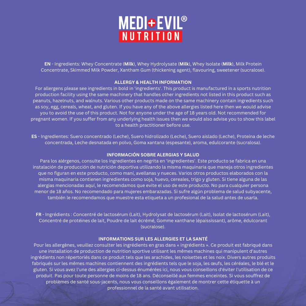 Medi-Evil Nutrition Whey Dynamic Protein, White Chocolate Flavour, 600g, 20 Servings Medi-Evil Au supplements