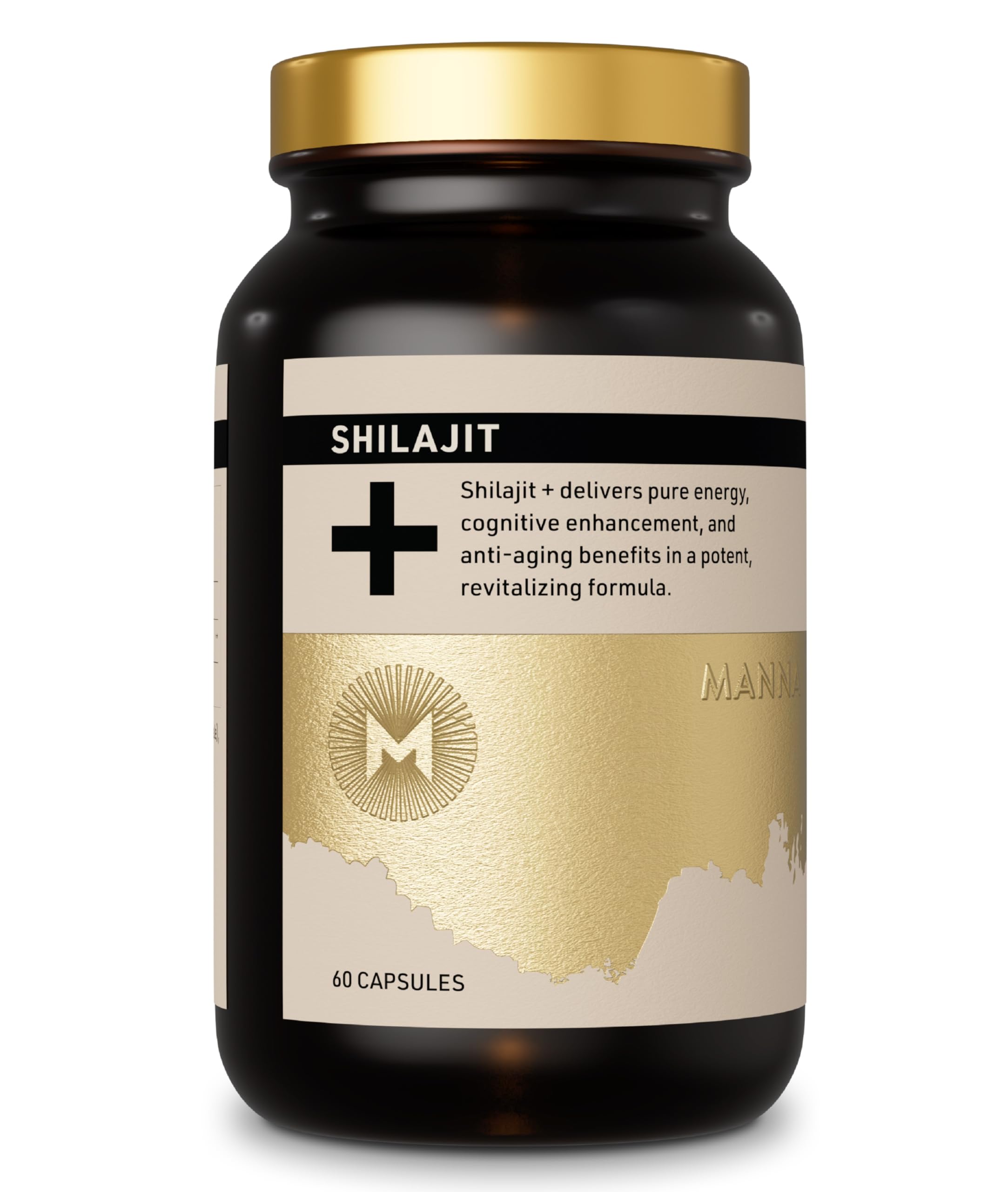 Manna Vitality Shilajit+ Capsules | 1000mg Purified Himalayan Shilajit Resin Supplement | Highest Bioavailability | Energy, Performance, Detox, Vitality, Mental Clarity & Cognitive Support | 60 Count M Manna Au supplements