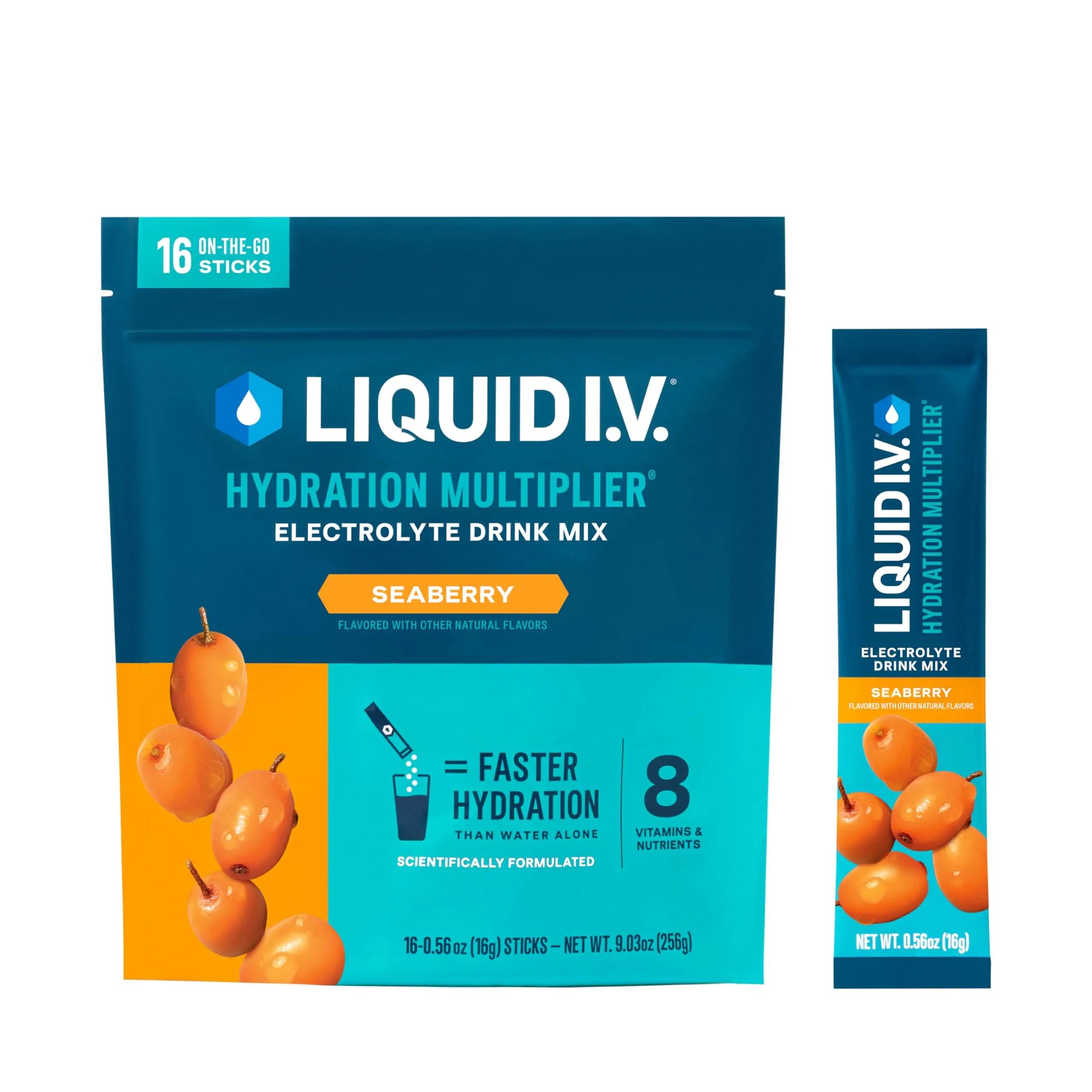 Liquid I.V.® Hydration Multiplier - Seaberry | Electrolyte Powder Drink Mix | 1 Pack (16 Servings) Liquid I.V. Au supplements