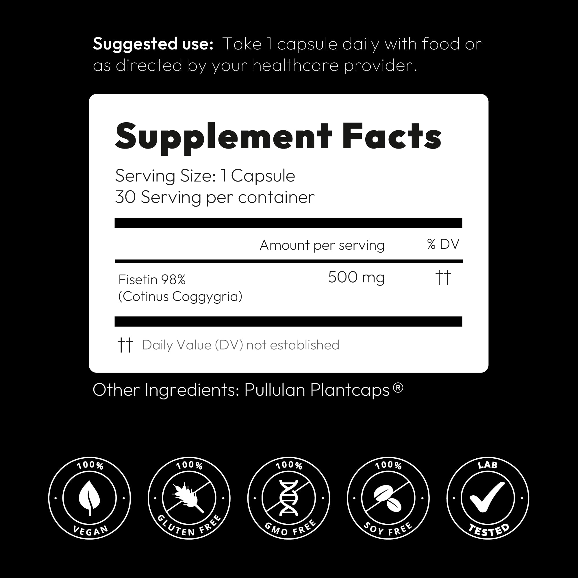 BGM Fisetin 500mg Supplement | Smoke Tree Extract (Cotinus coggygria) | 98% Pure Senolytic Antioxidant | Vegan Capsules | Supports Brain Health & Healthy Aging BGM Better Goods, Better You Au supplements