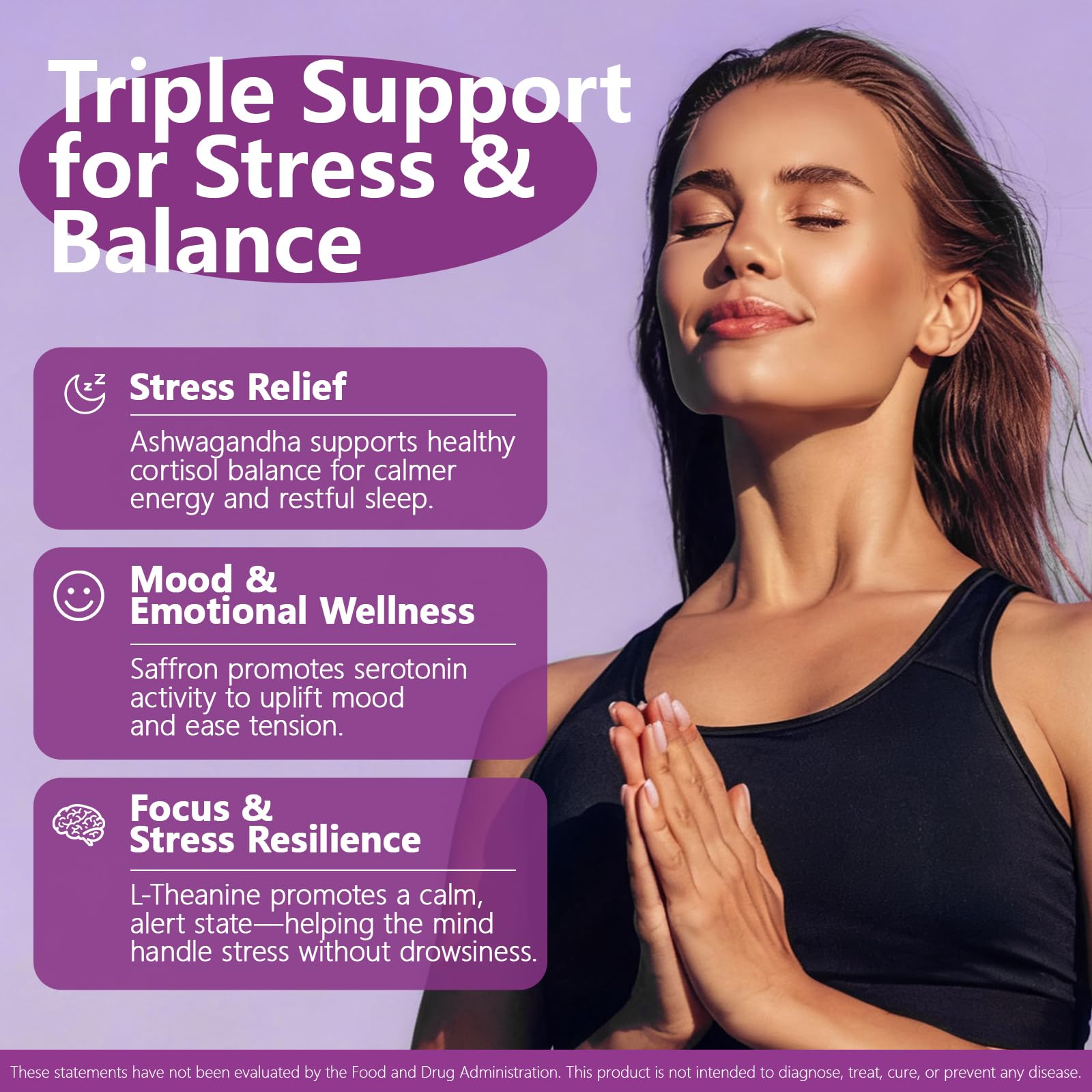HyberVive Saffron Supplements with Ashwagandha & L-Theanine - 368.5MG - Mood Balance, Stress Relief & Mental Clarity – Cortisol Support for Women & Men, Made in USA, 90 Vegan Capsules HyberVive Au supplements