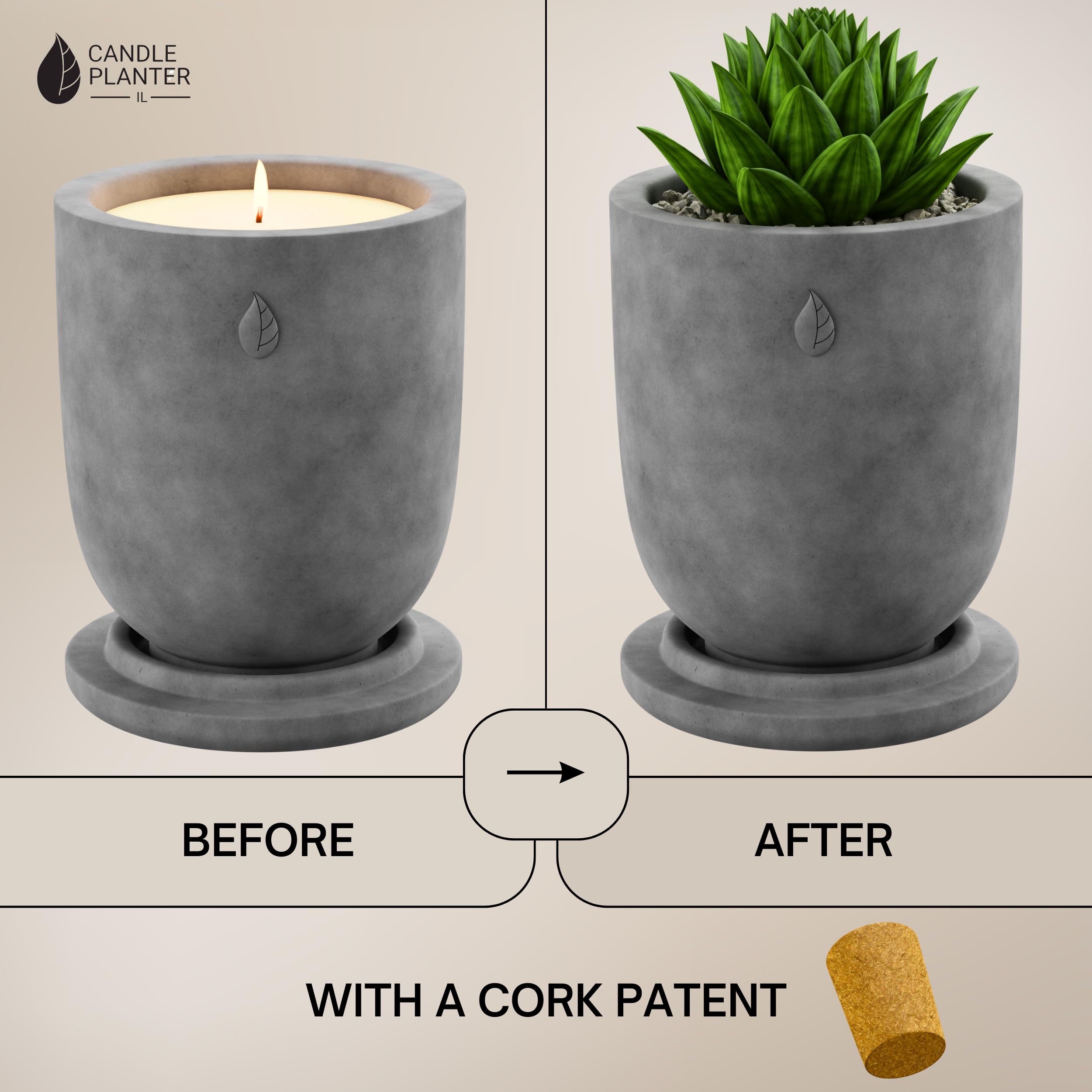 CandlePlanter Concrete Cement Candle Planter - Candles for Home Scented, Soy Candles CANDLEPLANTER Au supplements