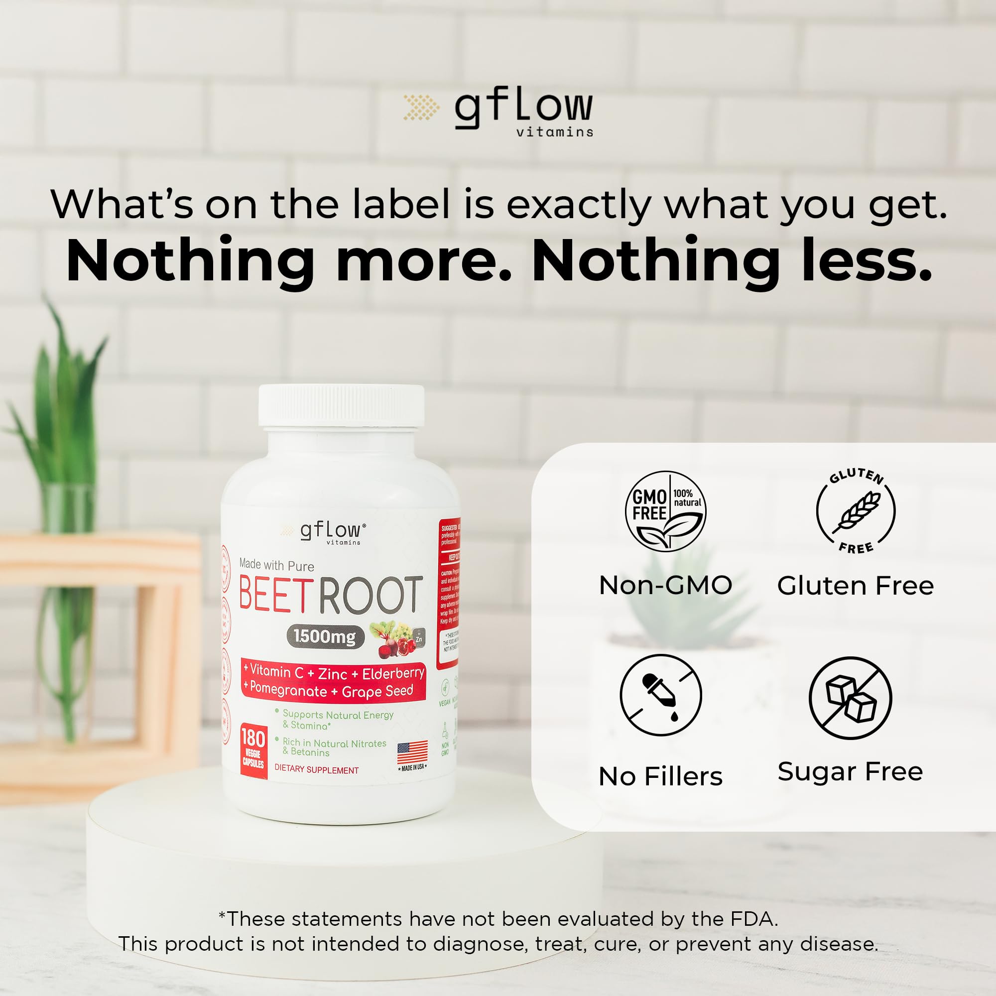 gflow vitamins Beet Root Capsules Organic - All Natural with Vitamin C and Zinc - Supports Heart Health & Stamina, Non-GMO, 180 Vegetarian Capsules | Made in USA gflow vitamins Au supplements