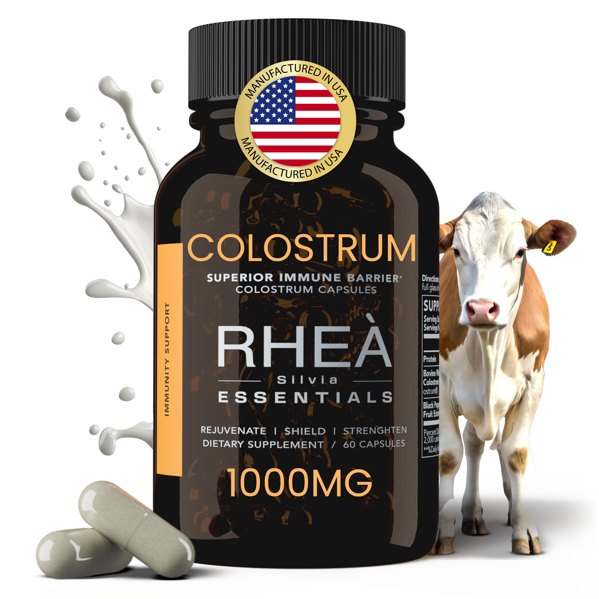 Rhea Bovine Colostrum Supplement for Women, Colostrum Capsules for Gut Health, Digestion, Bloating, Beauty, Immune Support, Bovine Colostrum for Humans, Colostrum Pills (60caps) RHEASILVIA Au supplements