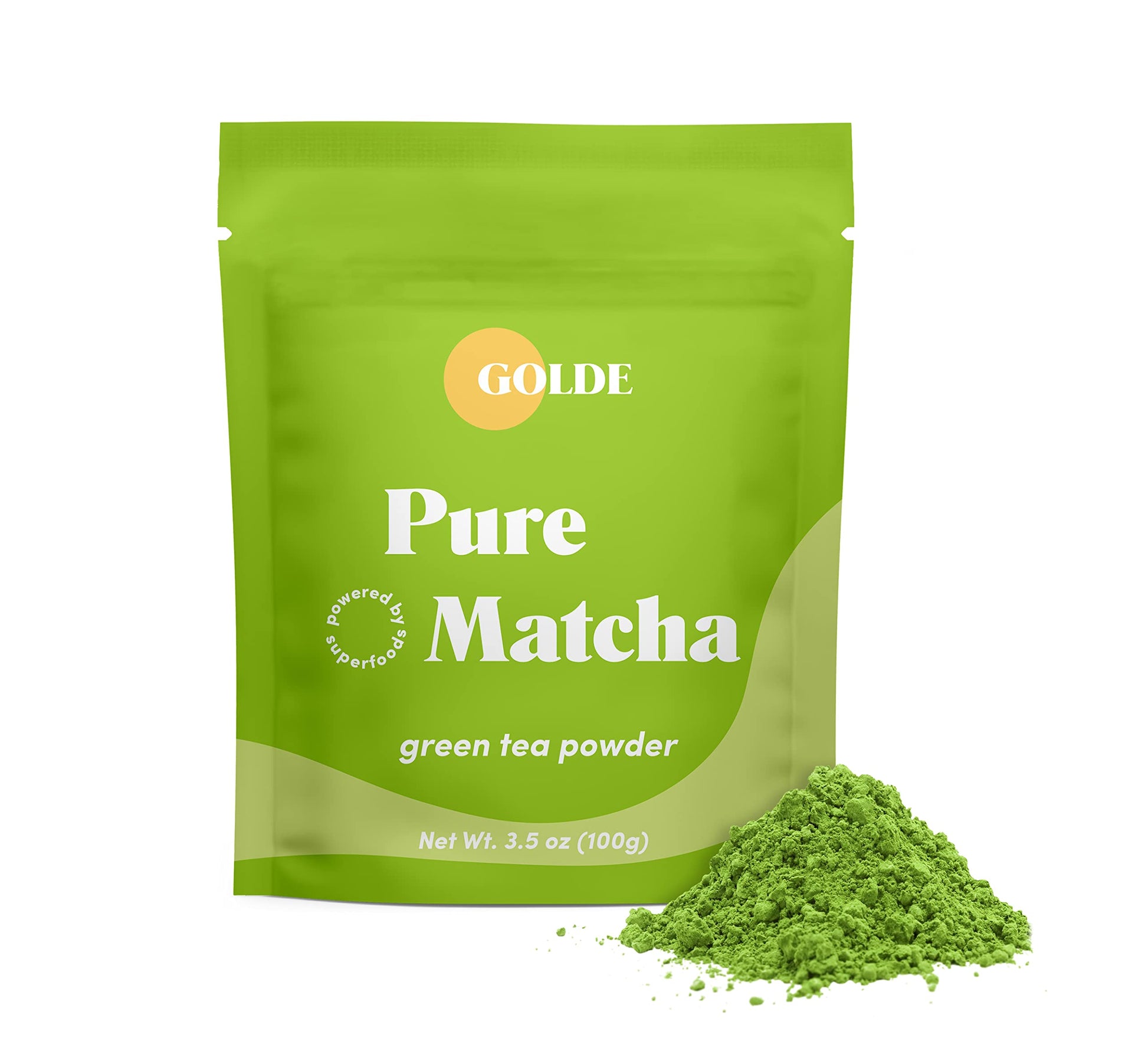 GOLDE - Pure Matcha - Ceremonial Grade Matcha Powder - Green Tea Superfood w/L-Theanine & Antioxidants - 60mg Caffeine - Jitter Free Energy - 100g Pouch GOLDE Au supplements