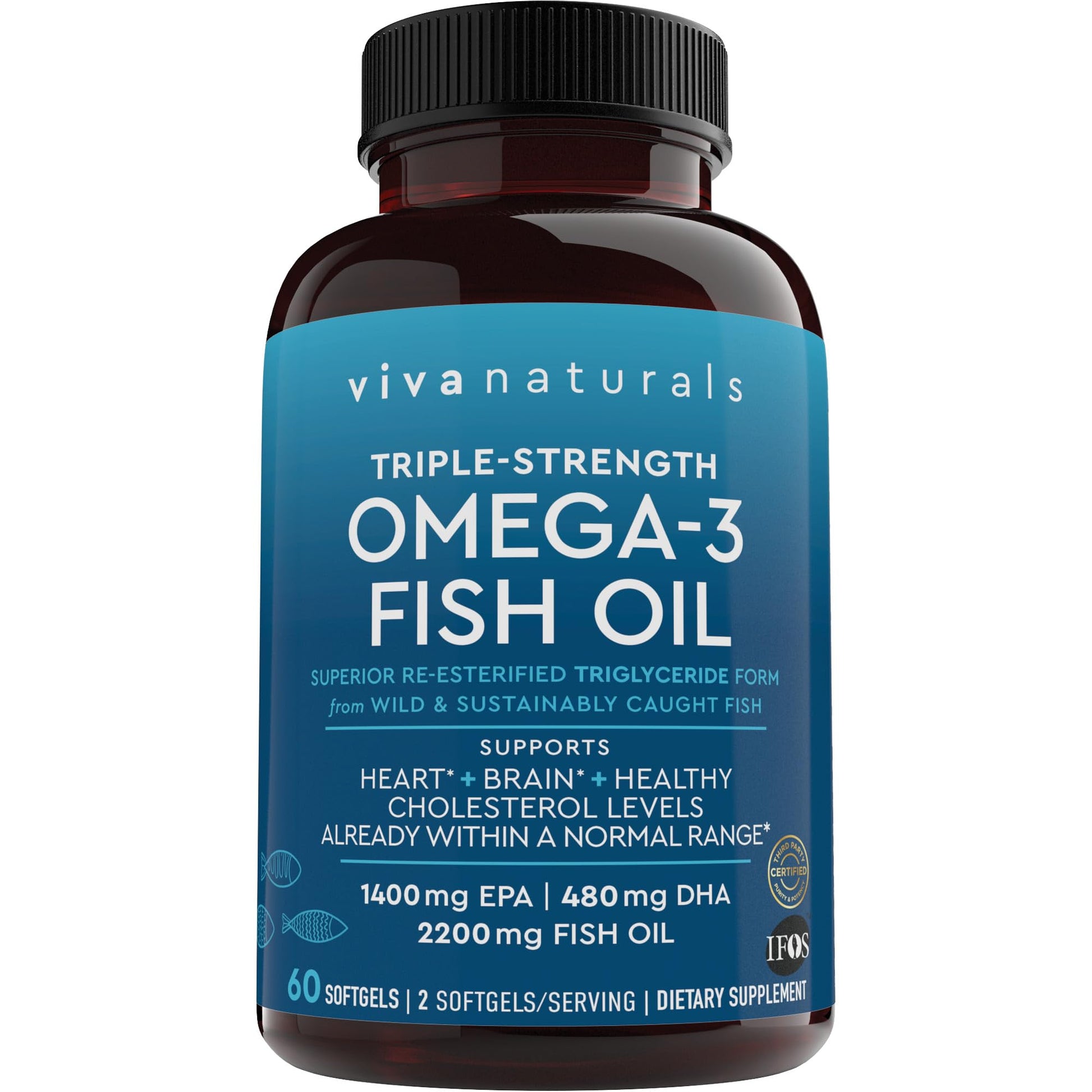Viva Naturals Triple Strength Omega 3 Fish Oil Supplement - 2200 mg Wild Caught Viva Naturals Au supplements