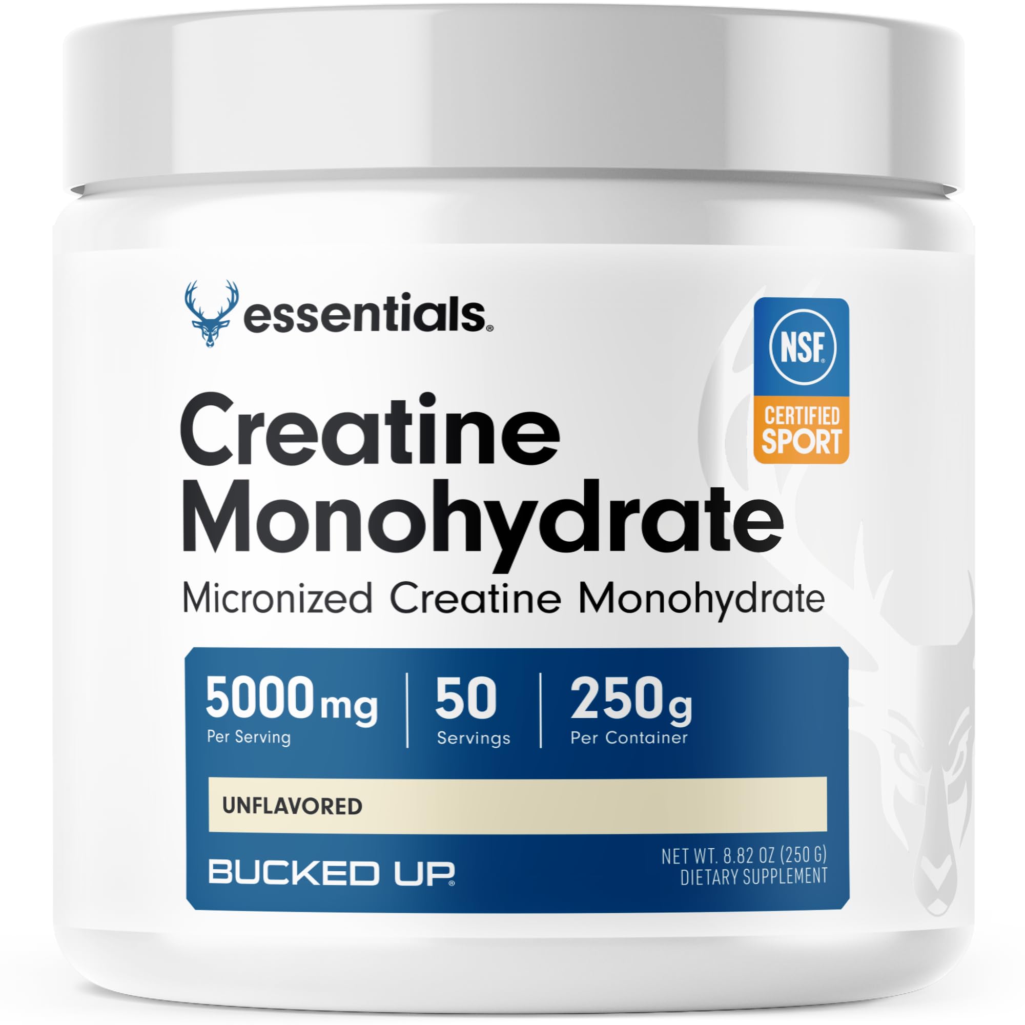 Bucked Up Pure Micronized Creatine Monohydrate for Women and Men - Easy to Mix and Unflavored - 5G Per Serving - 50 Servings - 250 Grams Per Container Bucked Up Au supplements