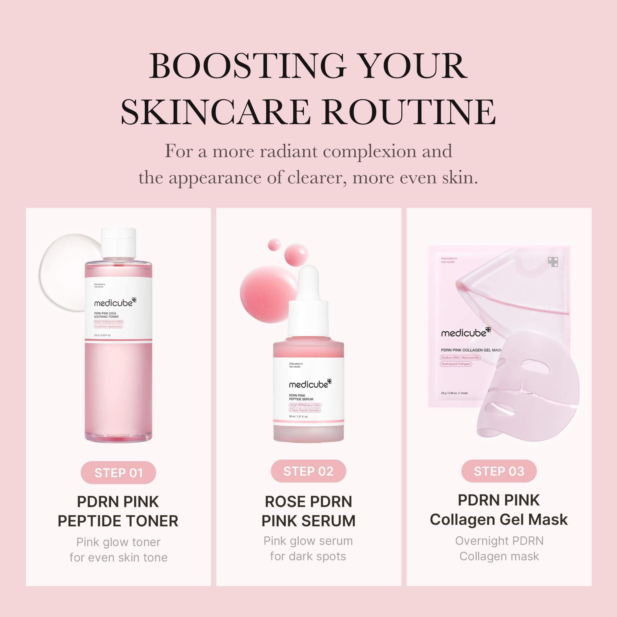 medicube PDRN Toner Rose PDRN Peptide Toner | Lightweight & Watery Type for Skin Boosting, Soothing and Calming, Uneven Skin Tone | with Rose, Peptide, Niacinamide | Korean Skincare, 8.45 fl.oz medicube Au supplements