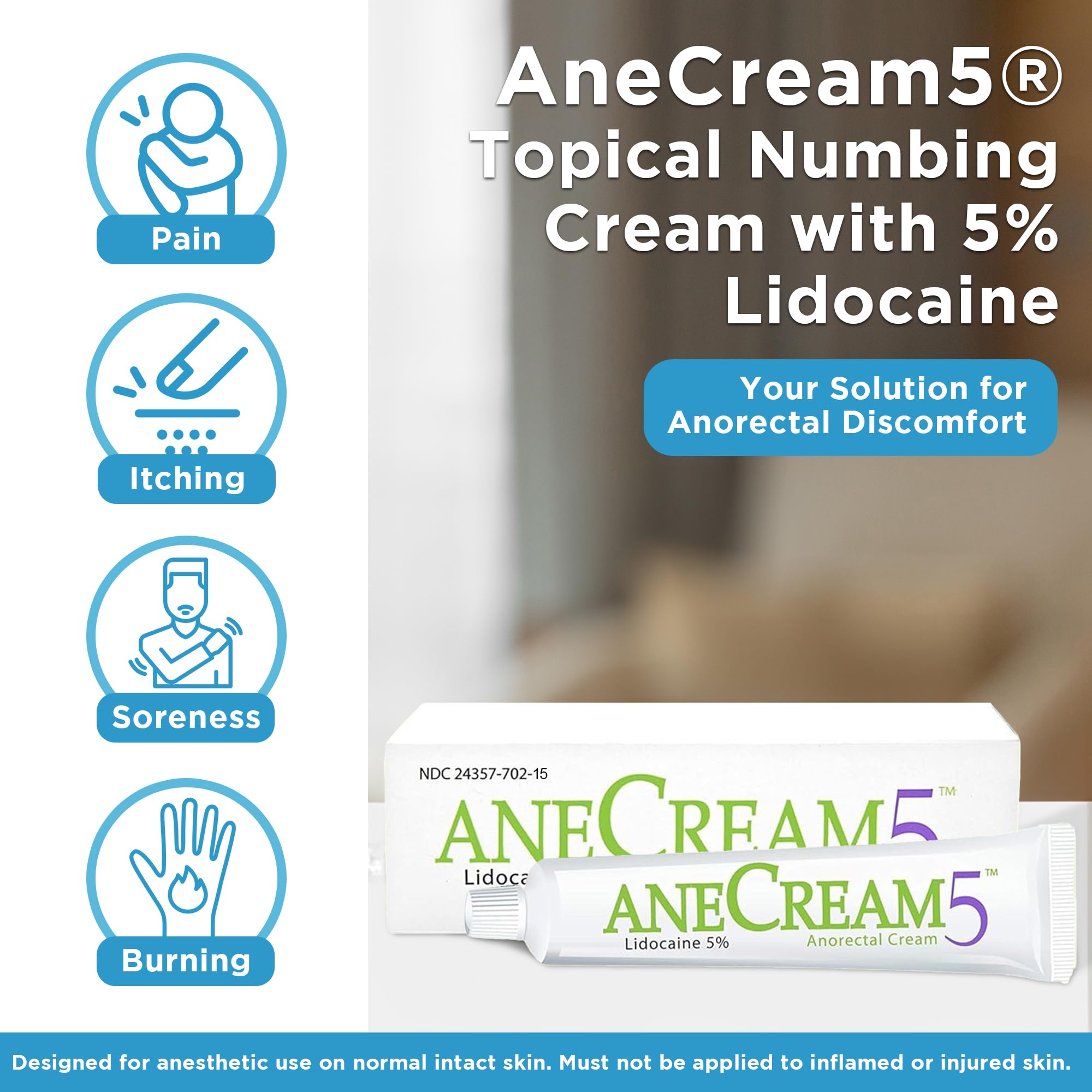 AneCream5-5% Lidocaine Numbing Cream - Maximum OTC Strength, Medical Grade Numbing Cream, Topical Anesthetic Lidocaine for Local & Anorectal Uses, Hemorrhoid Cream (0.5 oz/15 g) AneCream Au supplements
