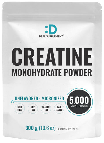 DEAL SUPPLEMENT Instant Creatine Monohydrate Powder, 5g Per Serving – 60 Servings | Micronized, Unflavored, Fast Absorbing Formula | Filler Free, Non-GMO, Keto Friendly, Vegan DEAL SUPPLEMENT Au supplements