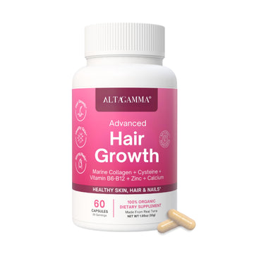 ALTAGAMMA Hair Growth Supplements - Nourishes Thinning, Strengthen Nails & Skin & Combat Hair Loss - Hair Growth Vitamins for Women & Men with Marine Collagen Peptides, 60 Capsules | 30 Day Supply ALTAGAMMA Au supplements