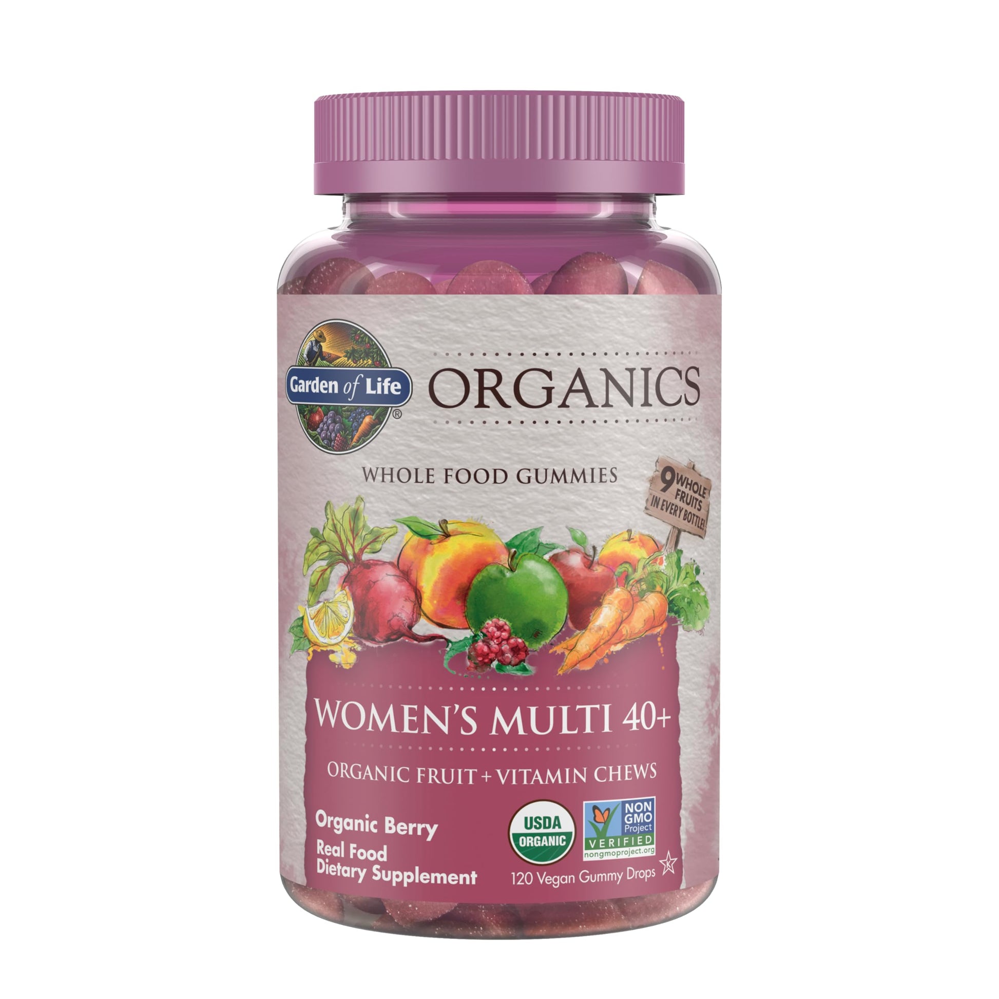 Garden of Life Organics Women 40+ Gummy Vitamins - Berry - Certified Organic, Non-GMO, Vegan, Kosher Complete Multi - Methyl B12, C & D3 Garden of Life Au supplements