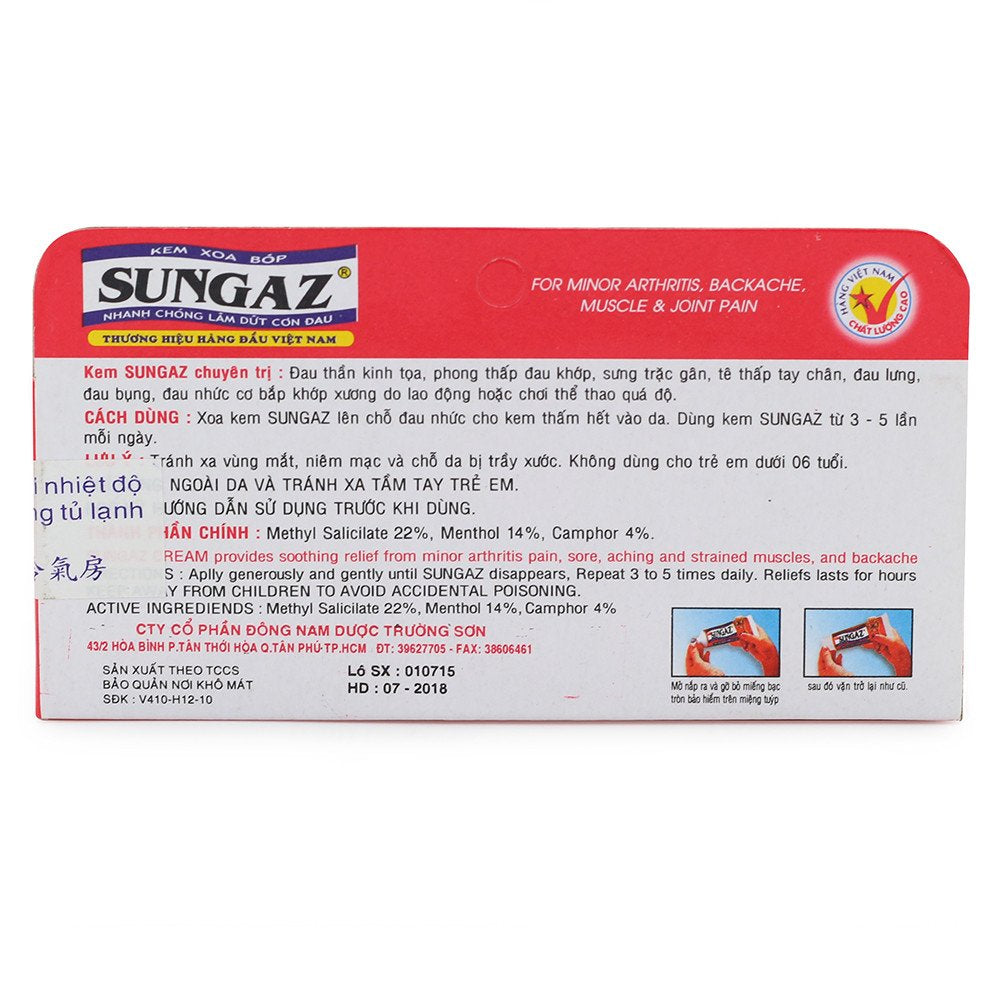 30g Vietnam Sungaz Rapid Pain Relief Yamano Relieve Pain Balm Analgesic Cream Rheumatoid Arthritis Bone Spurs Frozen Shoulde madamtick Au supplements