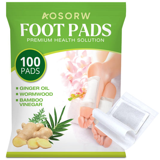 AOSORW 100 Pack Foot Pads, Ginger Oil Bamboo Charcoal Foot Pads, Foot Care Patch AOSORWAU supplements