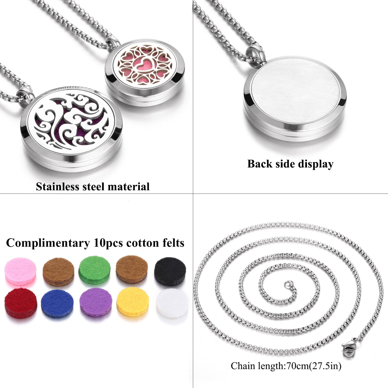 Aromatherapy Essential Oil Diffuser Necklace Tree of Life Cloud Design Stainless Steel Locket JEAN SMILE Au supplements