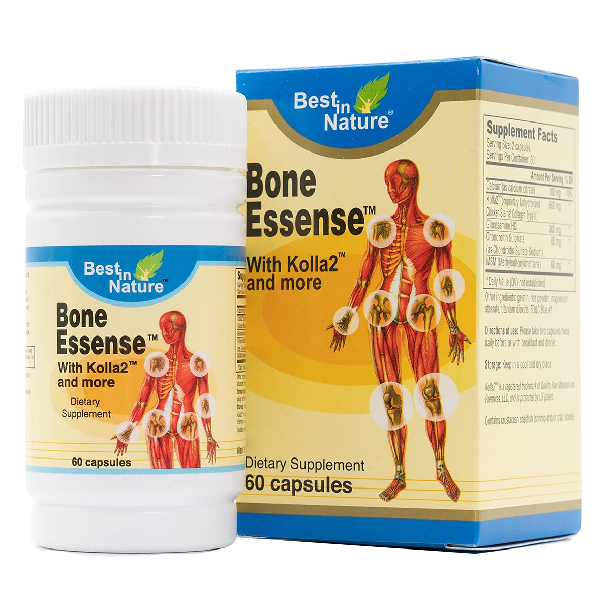 Best in Nature Bone Essense with Kolla2 (Type II Collagen) - Bone and Joint Health Supplement. (60 Count) Best in Nature Au supplements