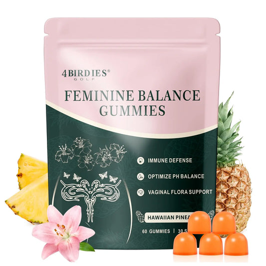 4 BIRDIES GOLF Premium Feminine Balance Gummies for Women's Health, Hawaiian Pineapple Gummies for Women Vaginal Probiotic & pH Balance Support - Vegan - Healthy Odor - Gluten-Free - 60 Count 4 BIRDIES GOLFAu supplements