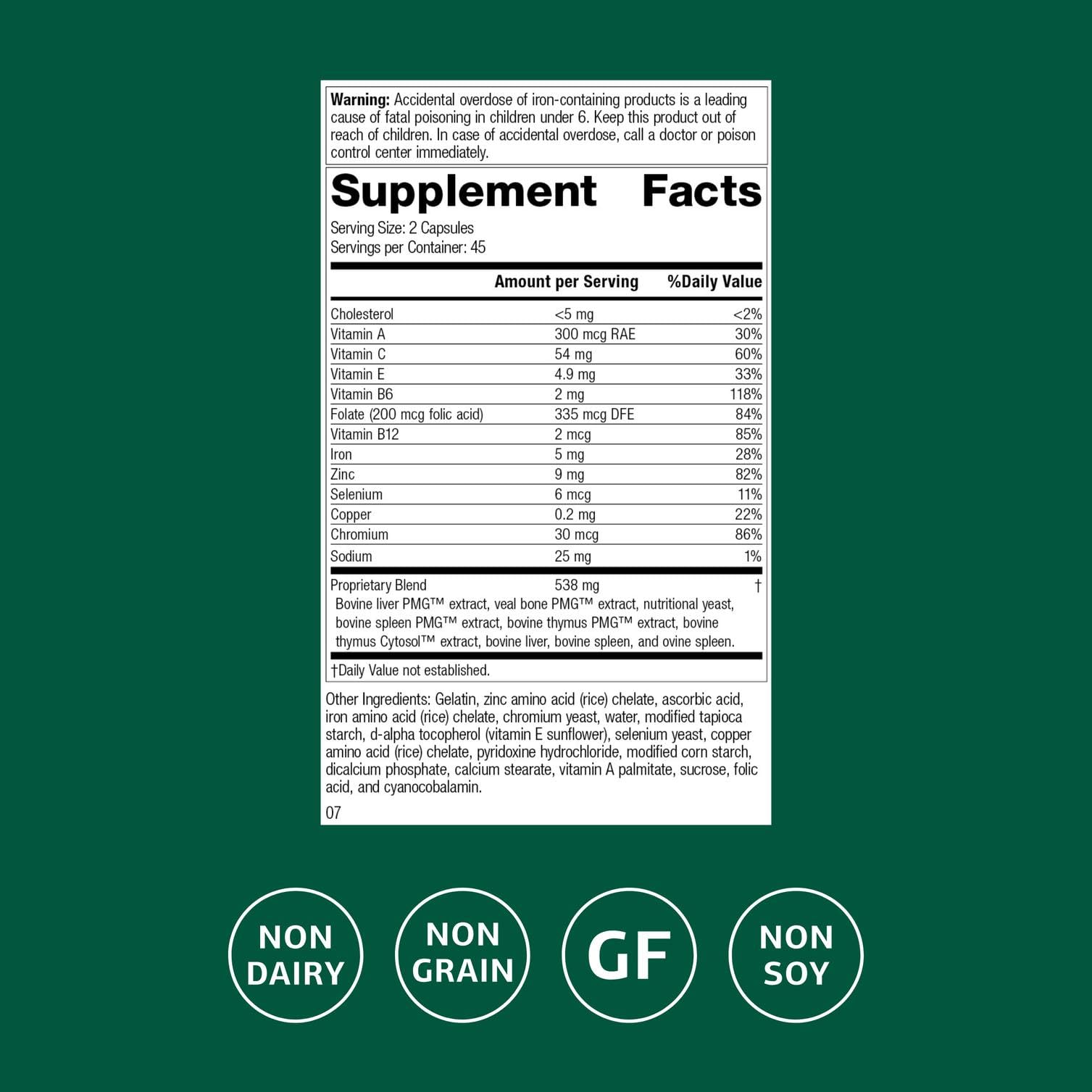 Standard Process Inc. Immuplex - Daily Immune Support Supplement with Folate, Iron, Vitamin C & Vitamin A - Mineral Supplement with Antioxidant Ingredients - 90 Capsules Standard Process Inc. Au supplements