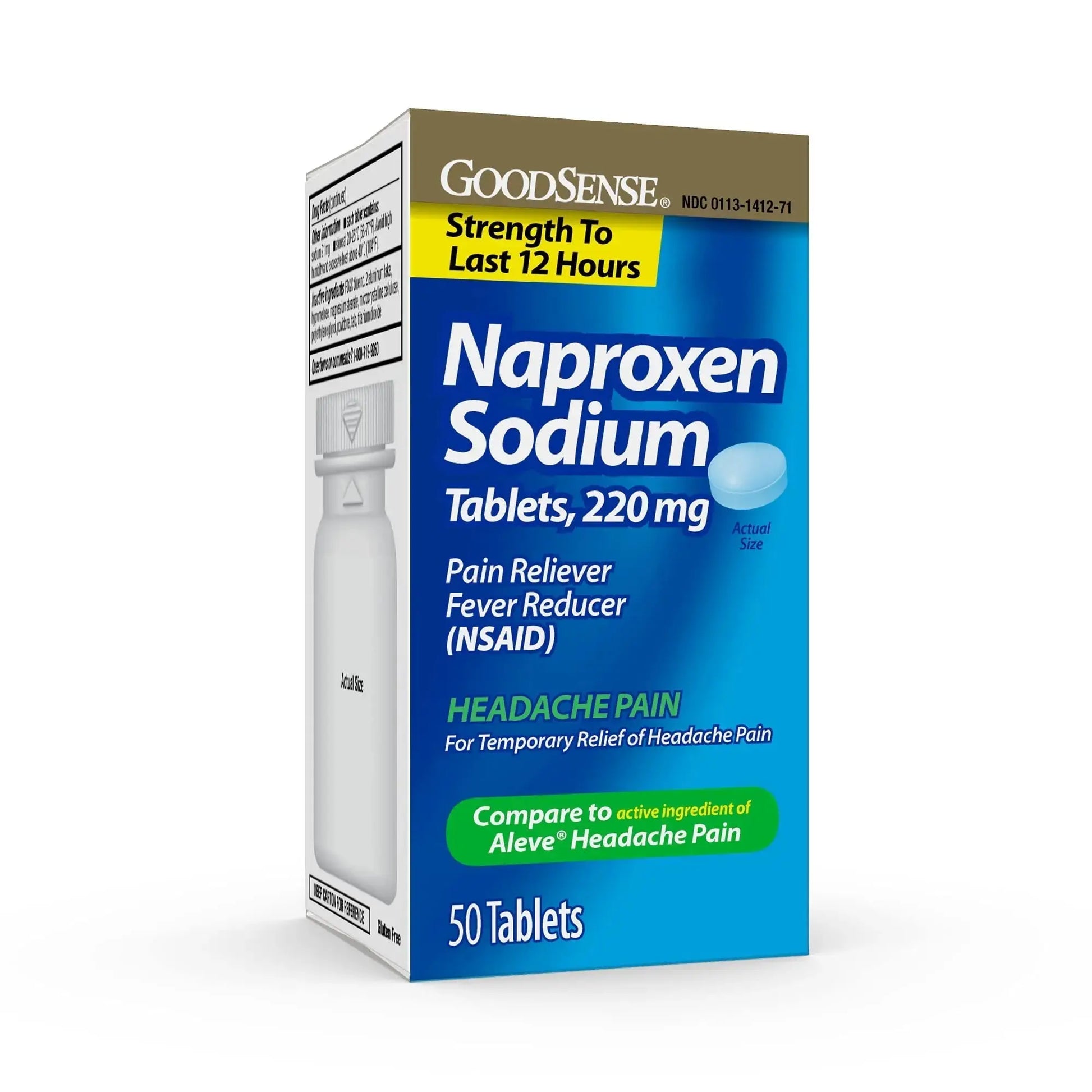 GoodSense Naproxen Sodium Tablets 220 Mg, Headache Pain, Blue, 50 Count GoodSenseAu supplements