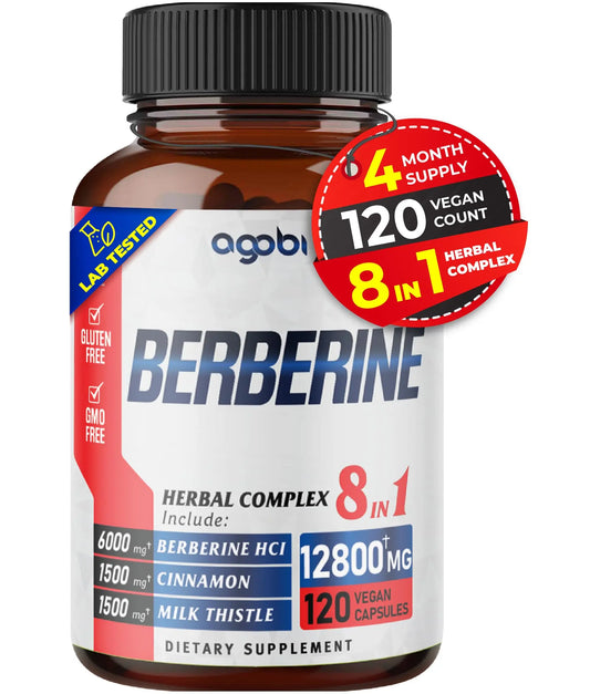 120 Capsules - Berberine Supplement 12800mg with Ceylon, Milk Thistle, Turmeric agobiAU supplements