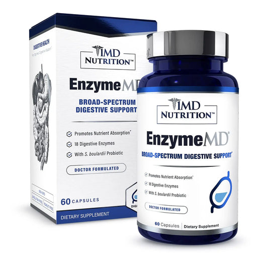 1MD Nutrition EnzymeMD - Digestive Enzymes Supplement - Doctor Formulated | 18 Plant-Based Enzymes - Gas & Bloating Support | 60 Capsules 1MD NutritionAU supplements