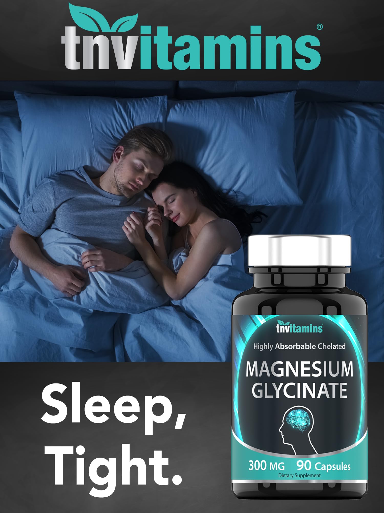 tnvitamins Magnesium Glycinate 300mg, 90 Capsules | High Absorption Chelated Magnesium for Sleep, Calm & Muscle Support* | Non-GMO, Gentle, Non-Laxative | TNVitamins tnvitamins Au supplements