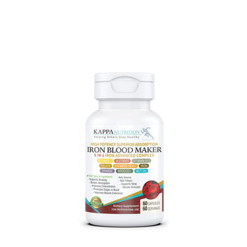 KAPPA NUTRITION Iron 26mg, Vitamin C & Orange 150mg, Folate 667mcg DFE, Vitamin B12, Beetroot, Brewers Yeast, Broccoli & MCT Oil 9 in 1 Advanced Complex (60 Capsules) KAPPA NUTRITION Au supplements