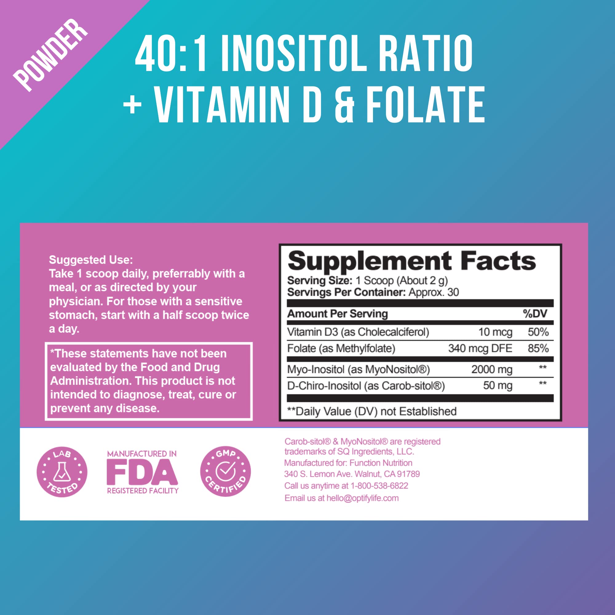 Premium Inositol Supplement Bundle - Myo-Inositol and D-Chiro Inositol Plus Folate Optify Au supplements