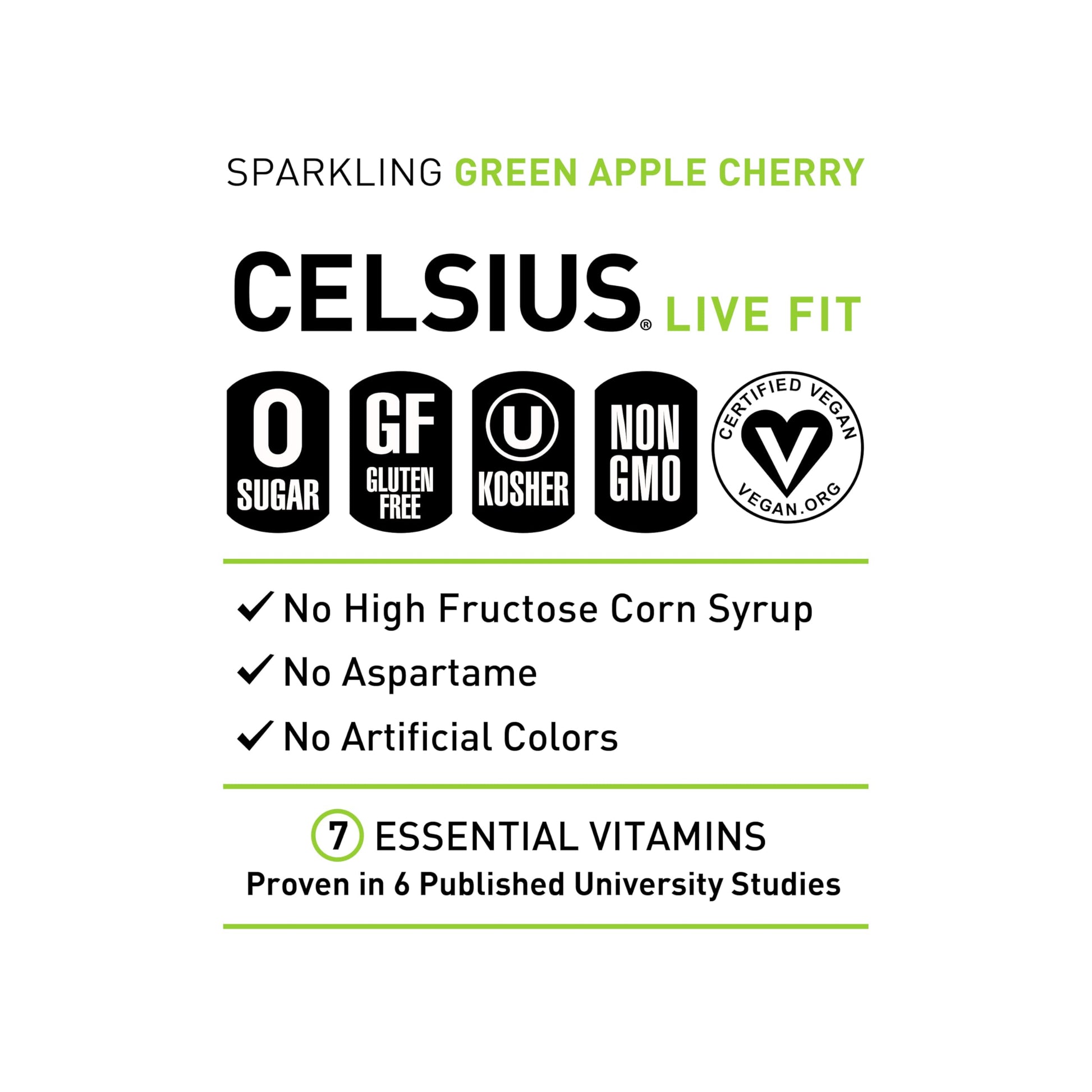 CELSIUS Sparkling Green Apple Cherry, Functional Essential Energy Drink, 12 Fl Oz CELSIUS Au supplements
