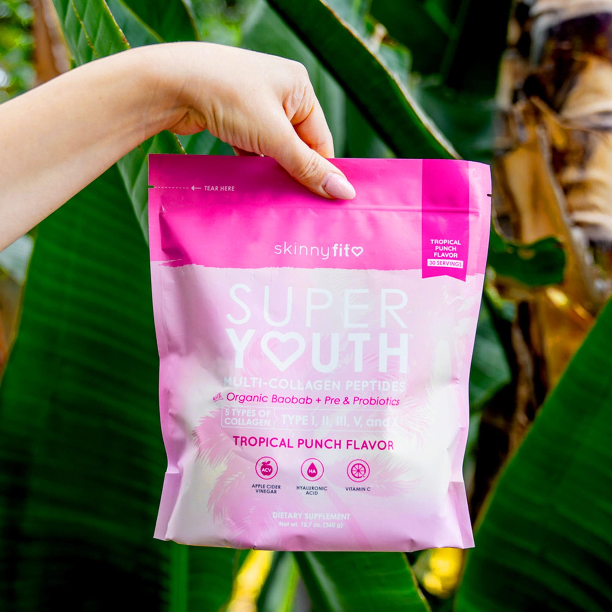 SkinnyFit Super Youth Tropical Punch Multi-Collagen Peptides + Probiotics, Baobab Fiber SkinnyFit Au supplements