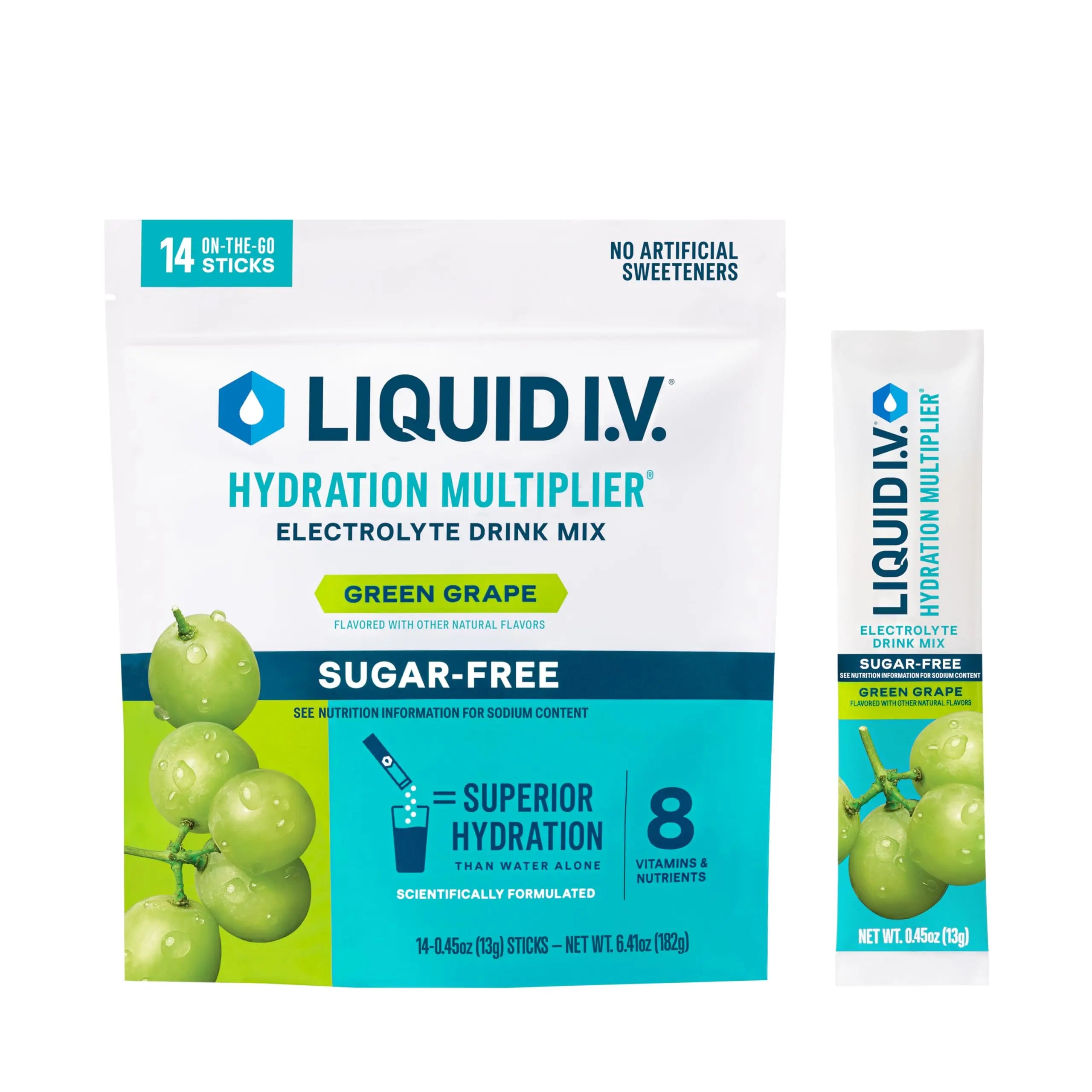 Liquid I.V.® Hydration Multiplier Sugar-Free - Green Grape | Electrolyte Powder Drink Mix | 1 Pack (14 Servings) Liquid I.V. Au supplements