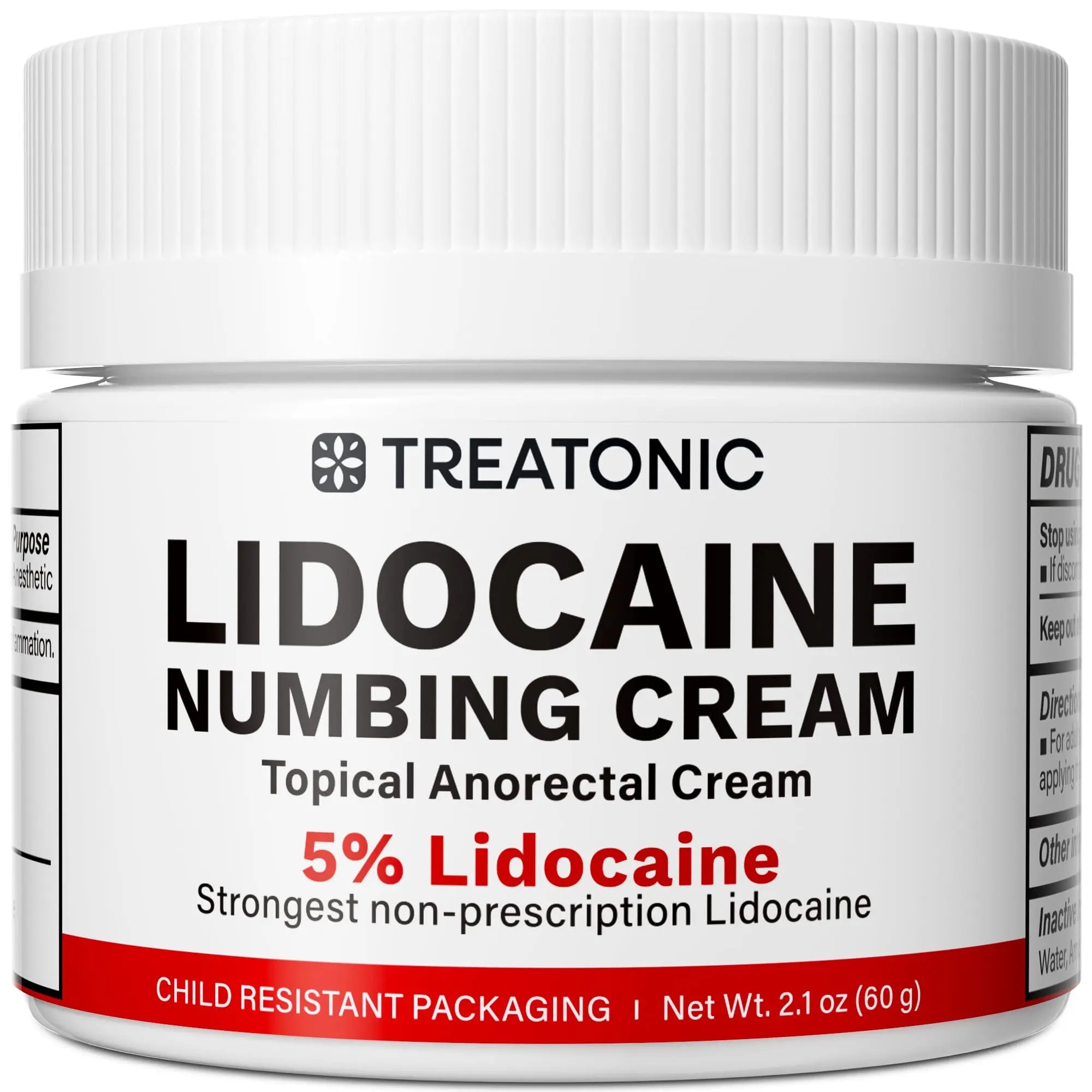5% Lidocaine Topical Numbing Cream: Maximum Strength Topical Anesthetic Numb Cream for Pain Relief, Itching, Burning, Soreness, Hemorrhoid - Fast Acting & Long Lasting Numbing Formulation - 2.1 oz Treatonic Au supplements