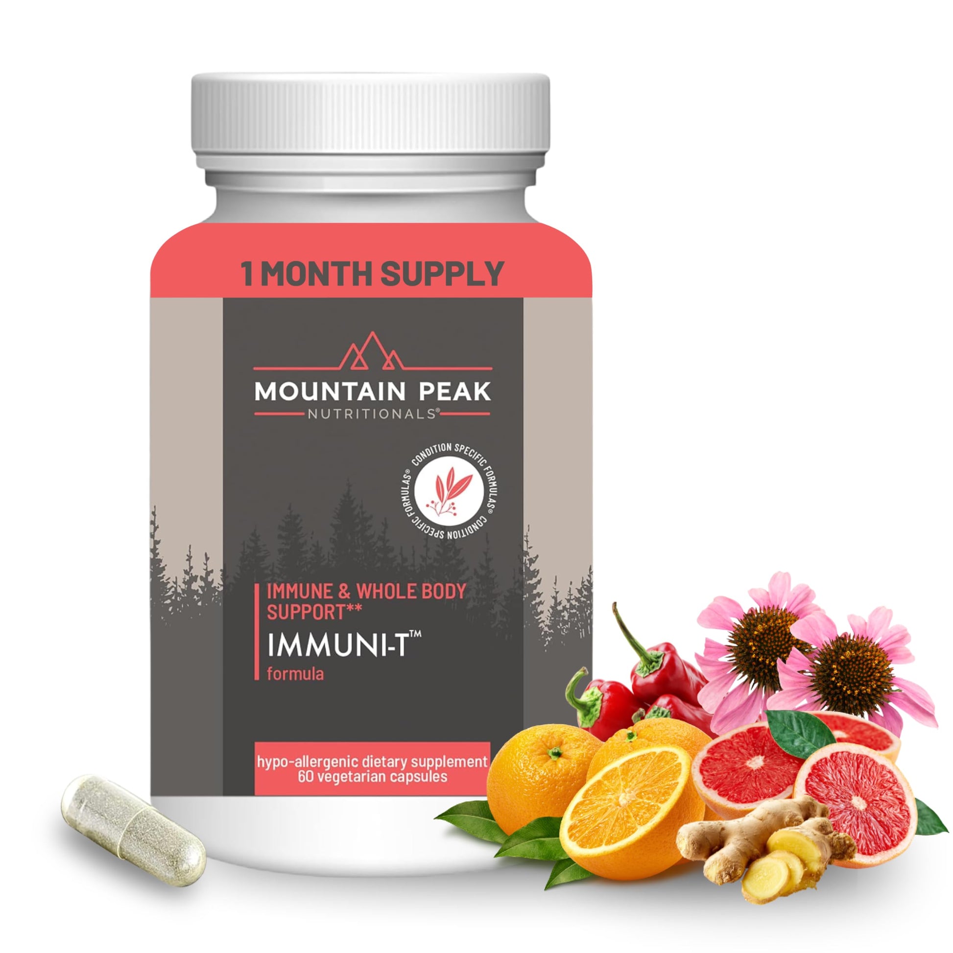 Mountain Peak Nutritionals Immuni-T Advanced Immune Support Supplement - 4-in-1 Formula with Vitamin C, A, Zinc, & Mushroom Blend - Daily Wellness & Seasonal Defense (60 Vegetarian Capsules) Mountain Peak Nutritionals Au supplements