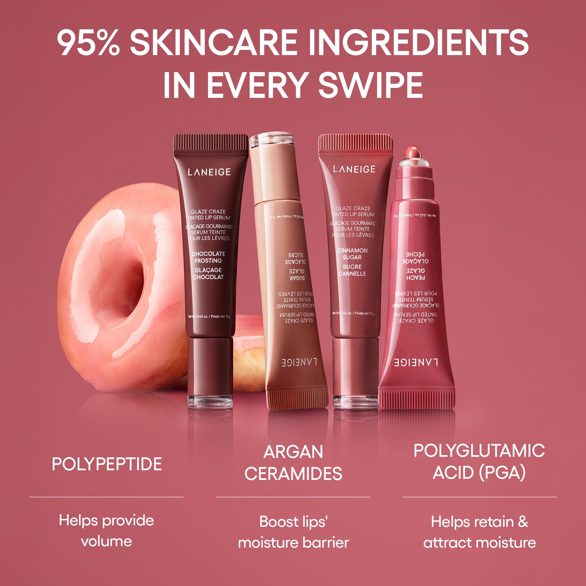 LANEIGE Glaze Craze Tinted Lip Serum, Raspberry Jam: Hydrating Lip Serum for Glossy, Nourished Lips with Plumping Polypeptides LANEIGE Au supplements