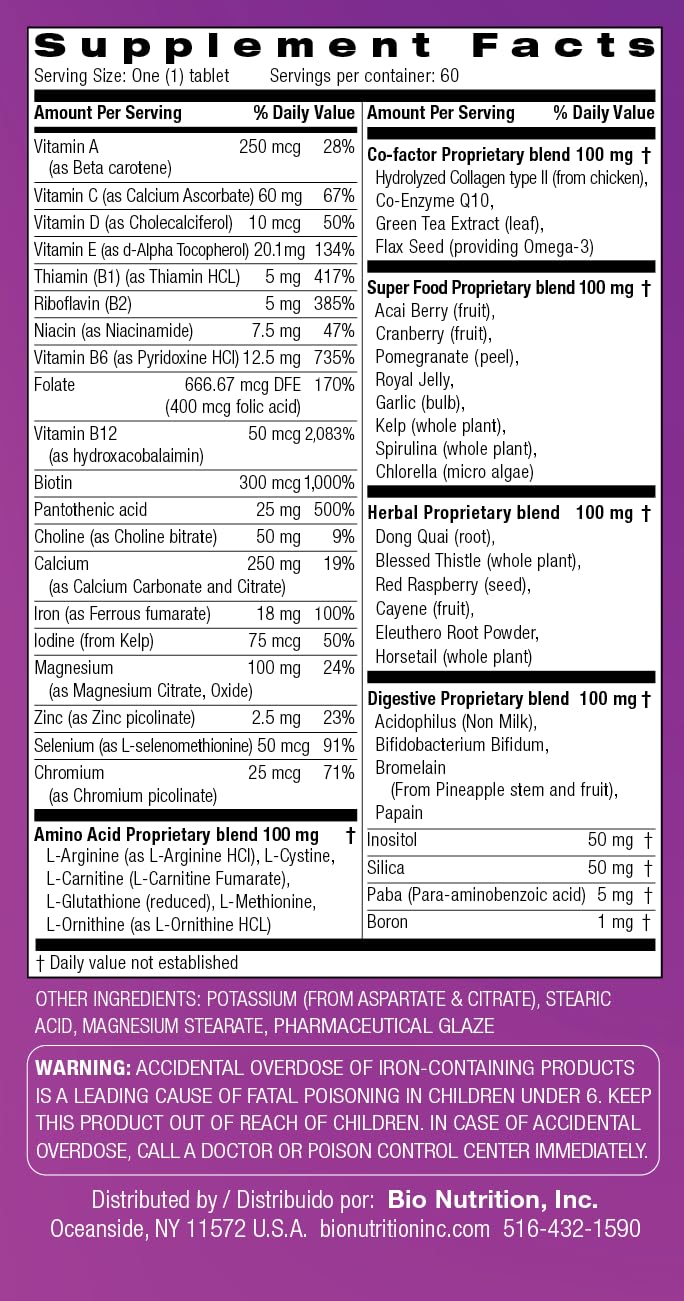 Bio Nutrition Women Wellness Tabs, 60 Count Bio Nutrition Au supplements