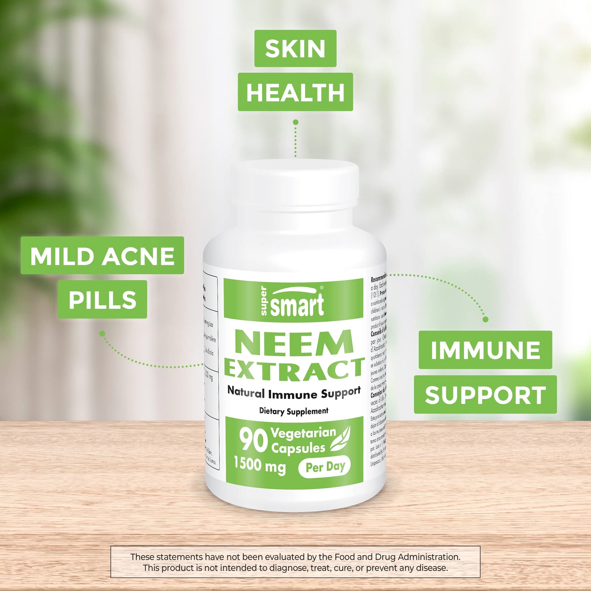 Supersmart - Neem Supplement 1500 mg per Day (Azadirachta Indica Leaf Oil Extract) Supersmart Au supplements