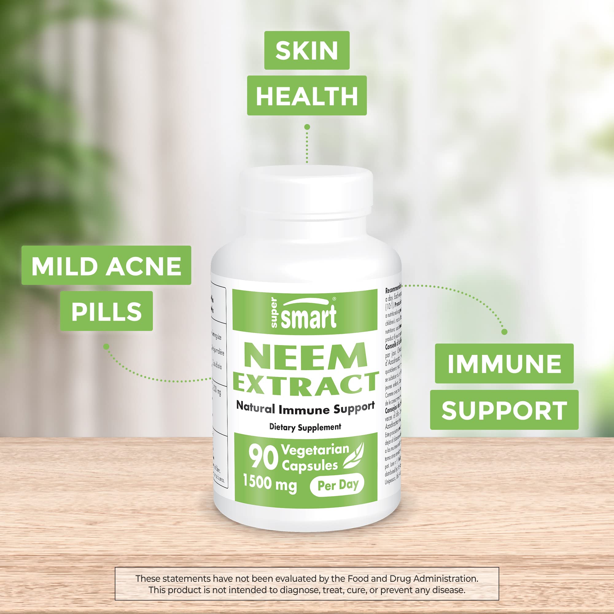 Supersmart - Neem Supplement 1500 mg per Day (Azadirachta Indica Leaf Oil Extract) Supersmart Au supplements