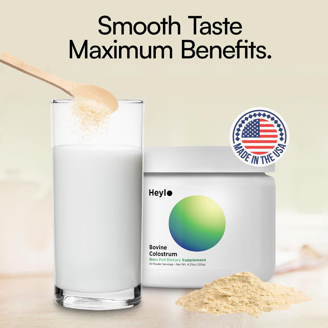 Heylo Premium Colostrum Powder – 100% Pure, Grass-Fed Bovine 40% IgG Supplement, Natural Gut Health Bloating Immunity Skin & Hair, Muscle Recovery, Rich in Immunoglobulins, 60 Servings Heylo Health Au supplements