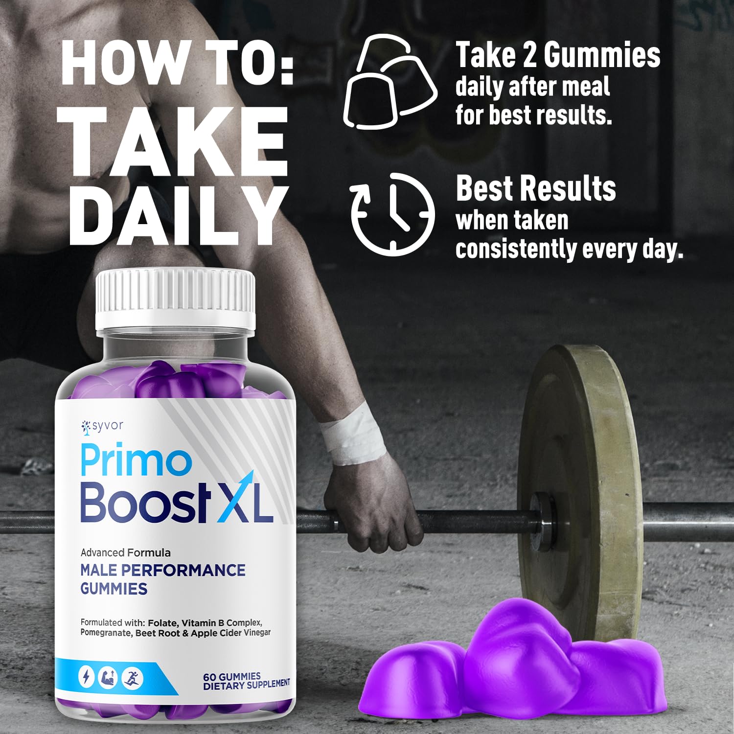 (2 Pack) Primo Boost XL Gummies, Official Primo Boost XL Gummys with All Natural Ingredients, Advanced PrimoBoost Health & Wellness Formula with Max Strength Active Lifestyle Vitamins (120 Gummies) Syvor Au supplements