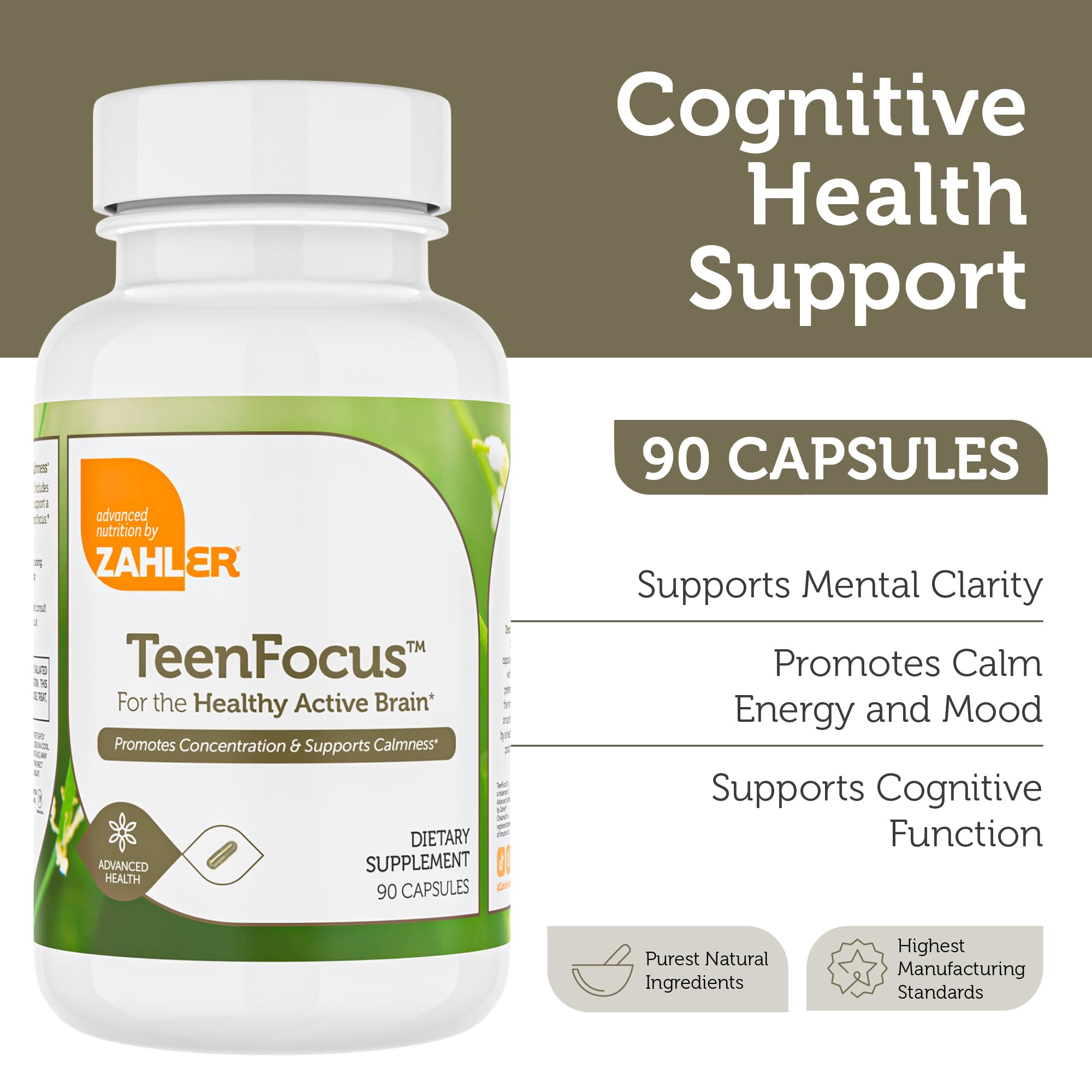 Zahler TeenFocus, Advanced Formula for Improved Focus & Concentration, Certified Kosher, 90 Capsules Zahler Au supplements