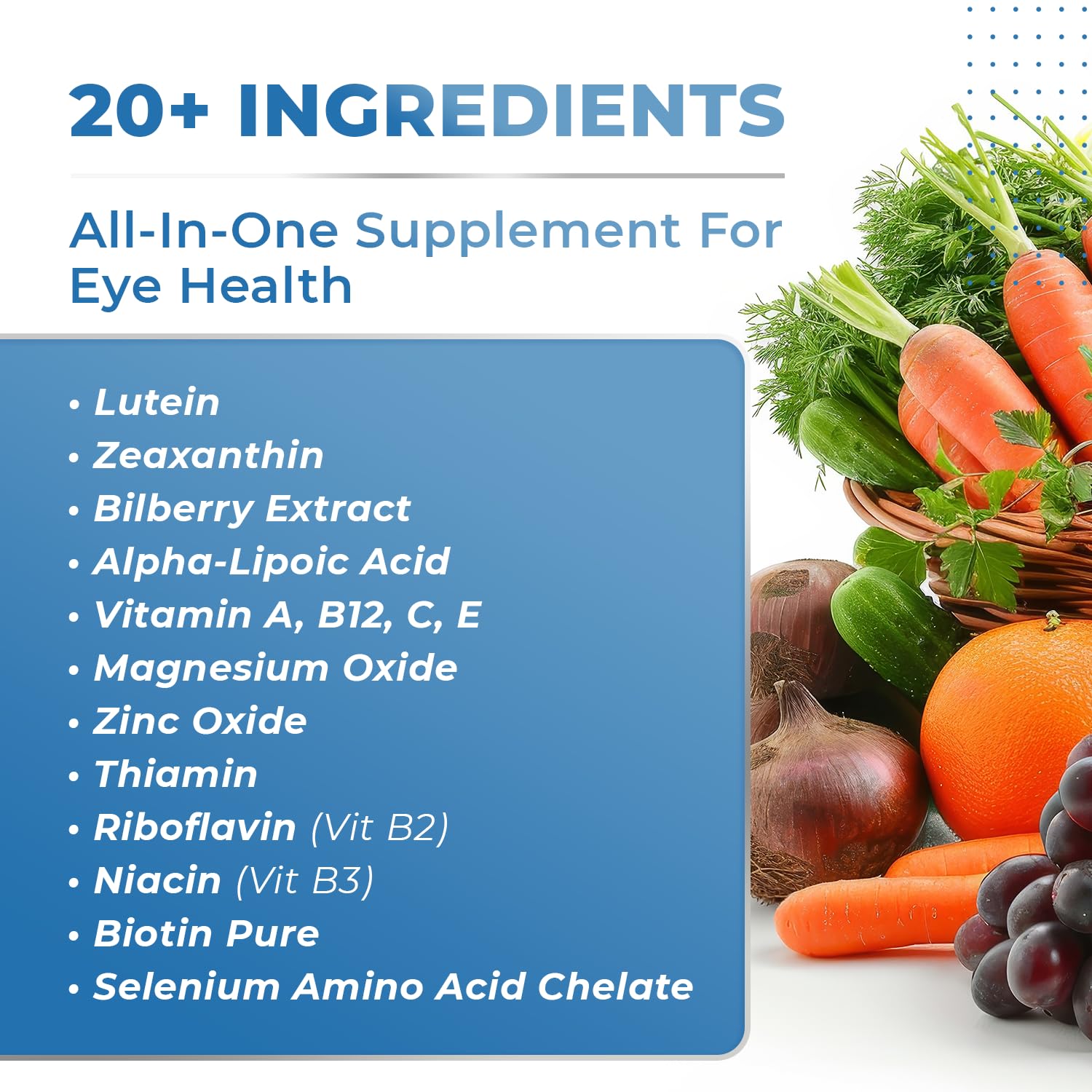 SIGHT EASY - Eye Vitamins & Mineral Supplements with Lutein & Zeaxanthin, Vitamin C, Vitamin E, Zinc and Bilberry for Healthy Vision and Eye Function Support - 60 Capsules, 1 Month Supply Nature’s NutriWave Au supplements