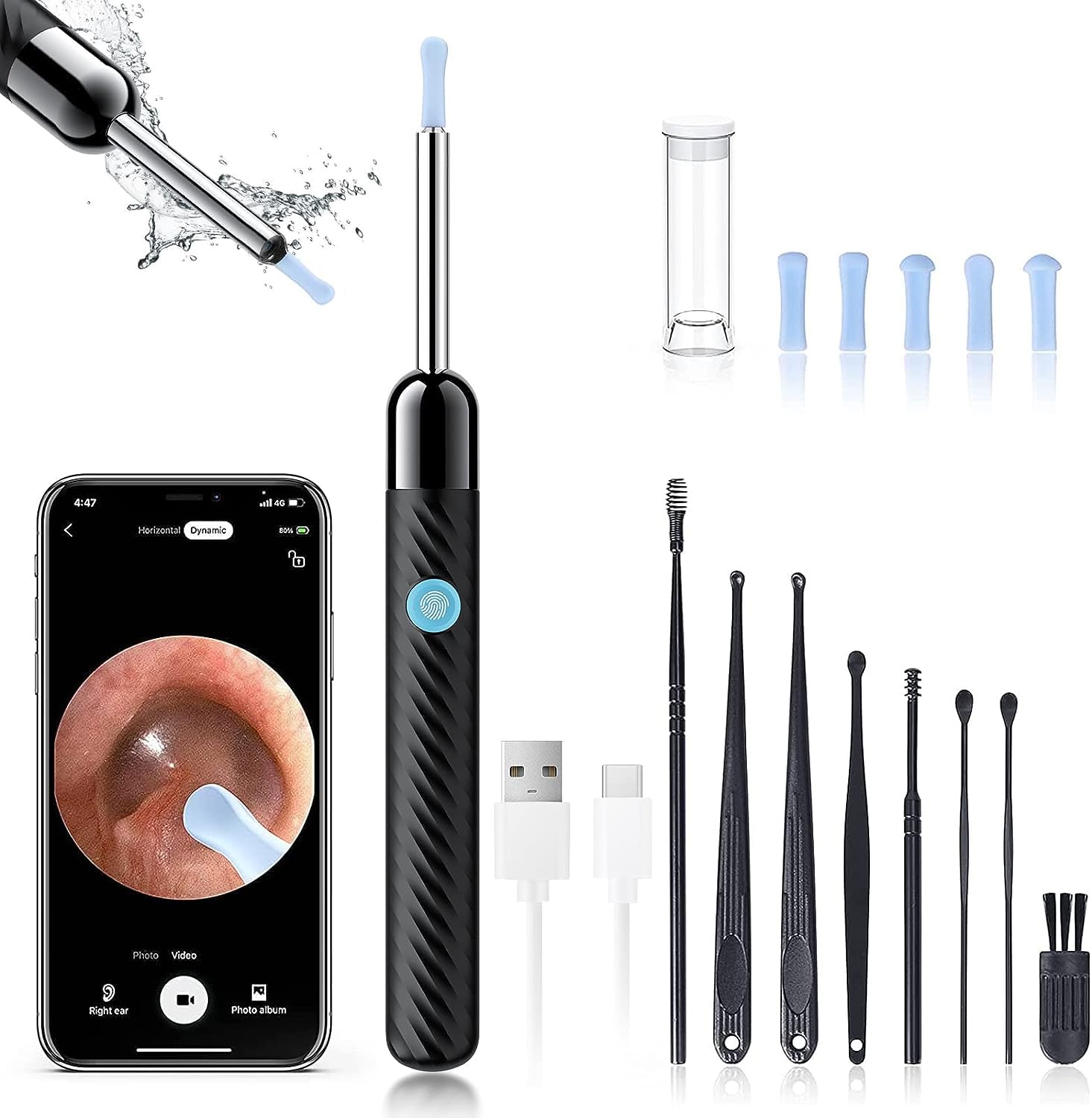 Ear Wax Removal - Earwax Remover Tool with 8 Pcs Ear Set - (Grey) LEIPUT Au supplements