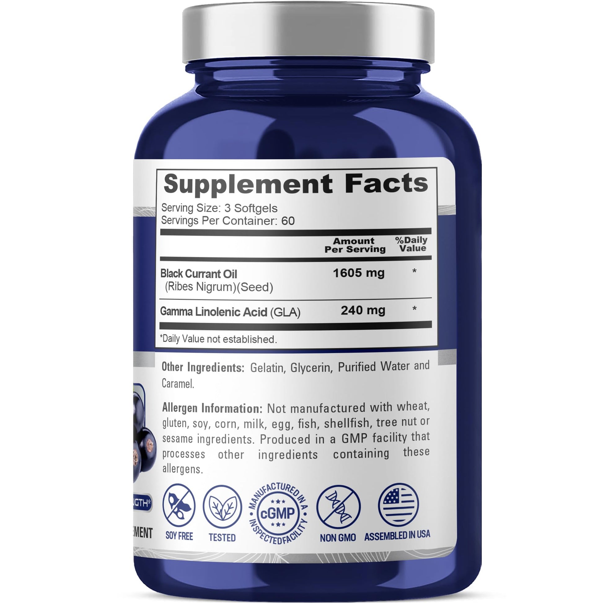 NusaPure Black Currant Seed Oil 1605 mg Gamma Linoleic Acid (GLA) 15% 180 Softgels (Non-GMO, Soyfree) NusaPure Au supplements