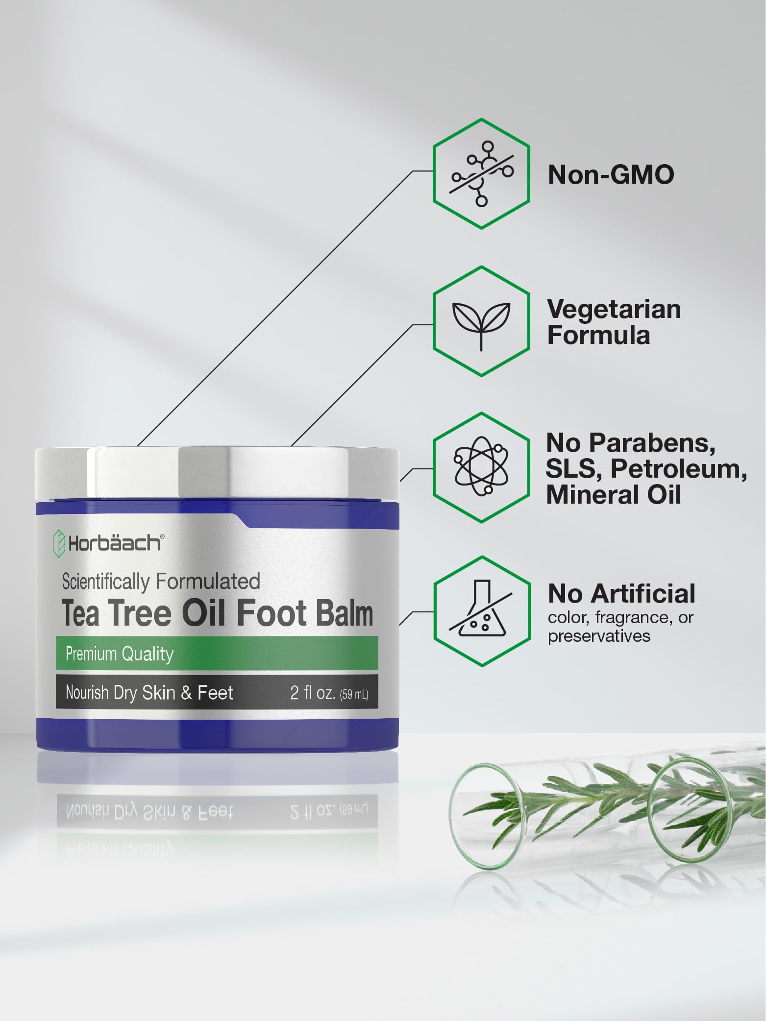 Tea Tree Oil Foot Balm | 2 oz | Moisturizes and Nourishes Dry Skin & Feet | Scientifically Horbäach Au supplements
